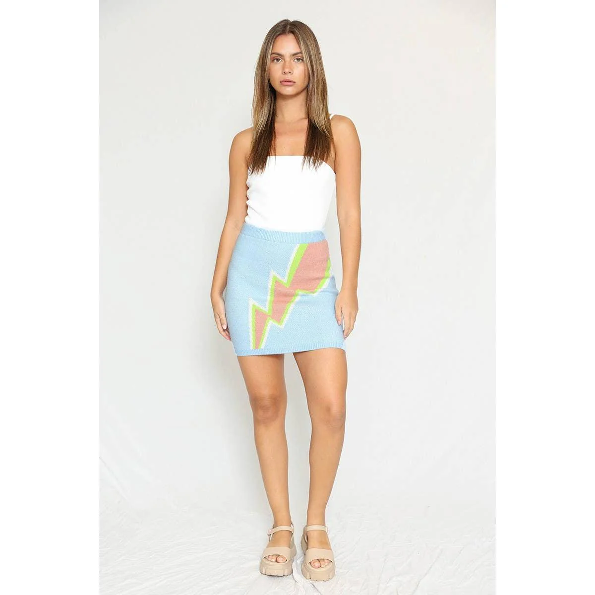 Lightning Bolt Sweater Skirt | Knit Intarsia Skirt [SM–XL] - Image 7