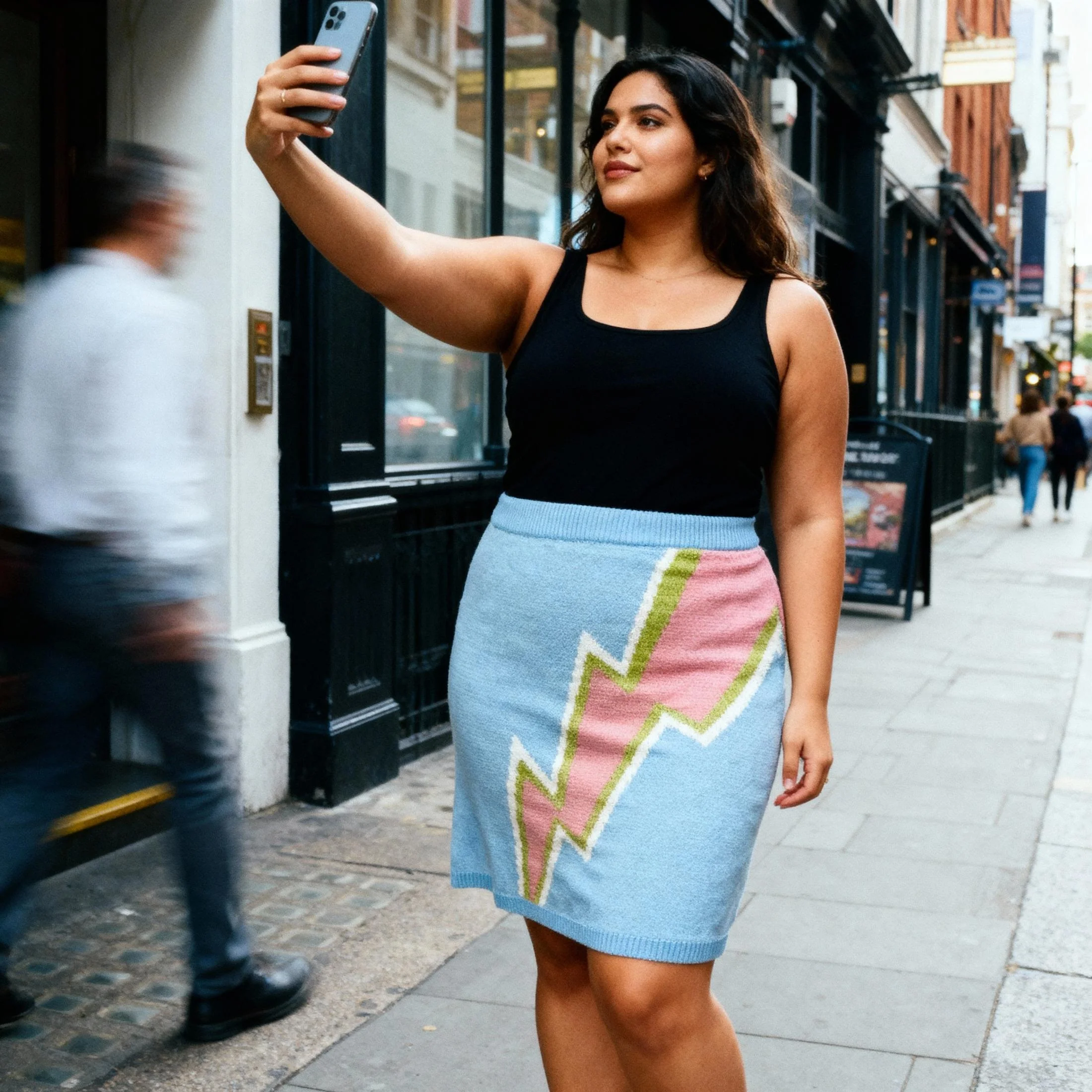 Lightning Bolt Sweater Skirt | Knit Intarsia Skirt [SM–XL] - Image 9