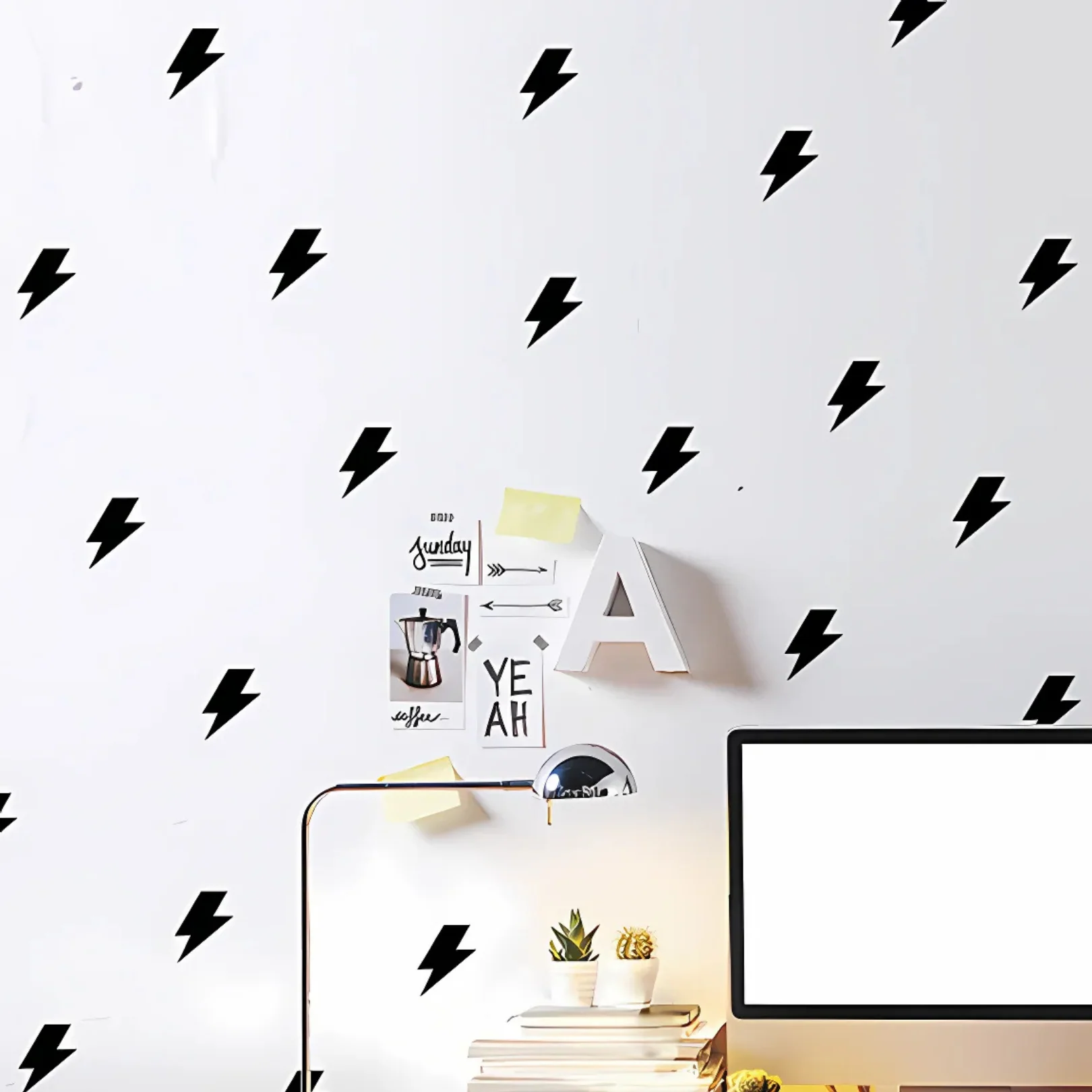 Lightning Wall Stickers for Home Decor | Pack of 48 Lightning Bolt Vinyl Wall Decals in Black or Pink - Image 5