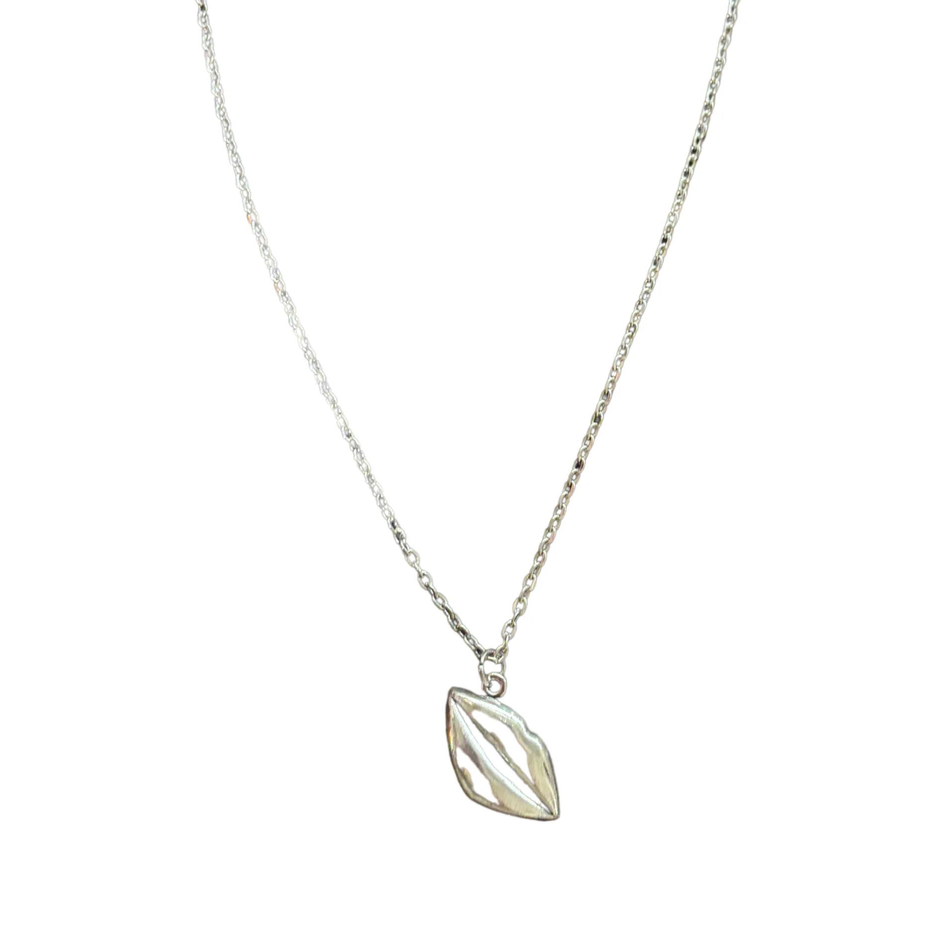 Lips Pendant Necklace in Silver | Kiss Print Charm on Chain - Image 5
