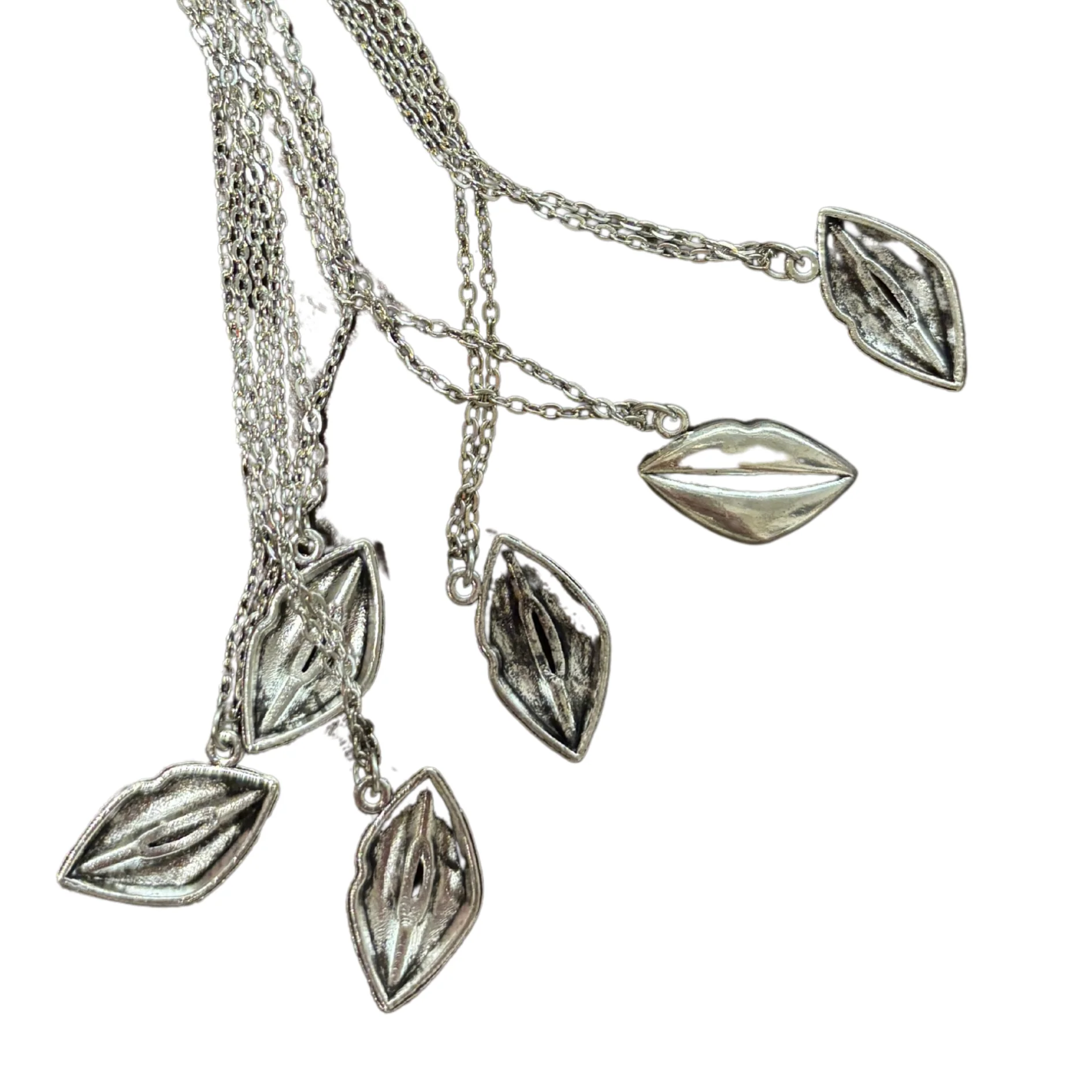 Lips Pendant Necklace in Silver | Kiss Print Charm on Chain - Image 7