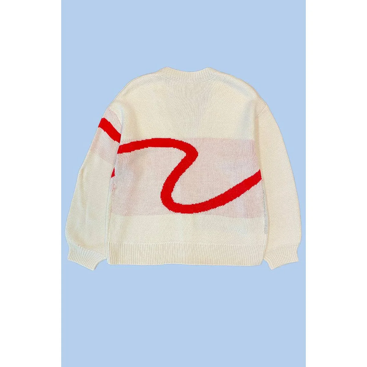 Lipstick Intarsia Cardigan – White Multi | Knit Sweater [Available in S-XL] - Image 8
