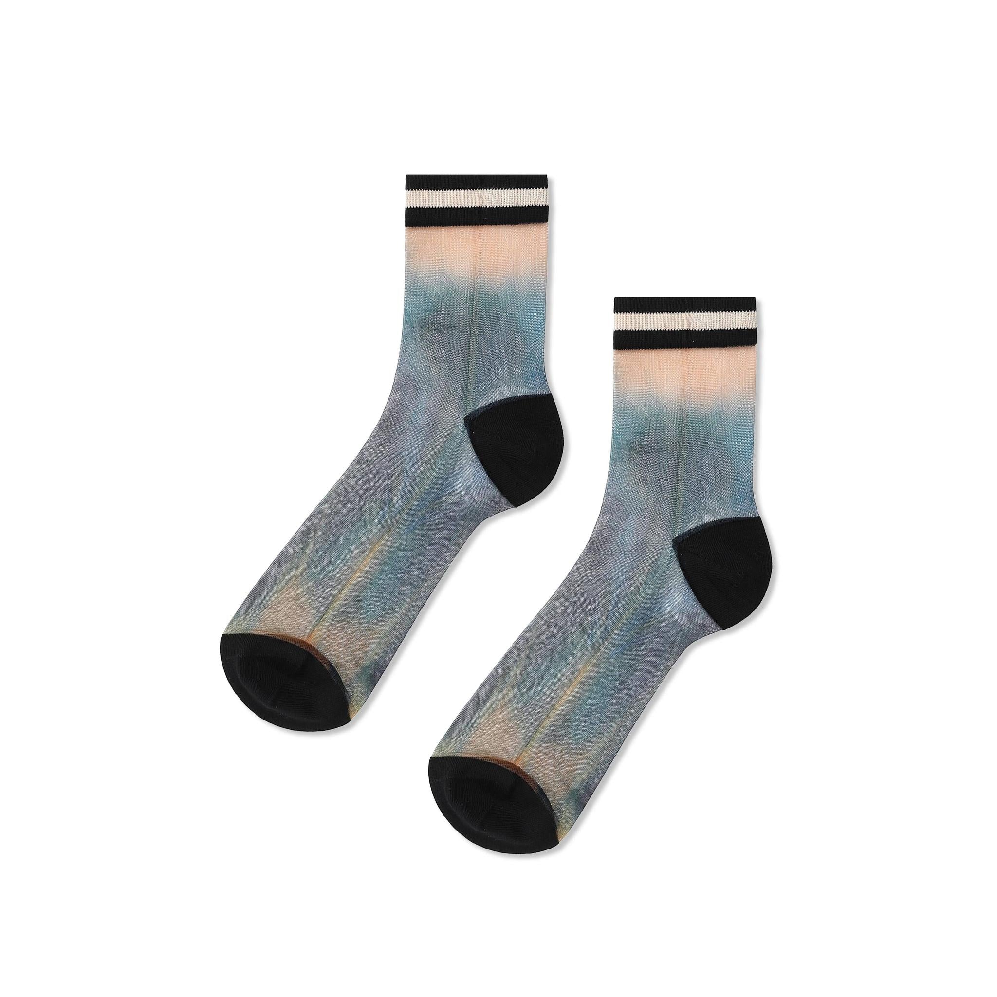 Lisse Tie Dye Sheer Ankle Socks in Shibori or Marble Pattern | Premium Japanese Seamless Toe Women’s Socks - Image 3