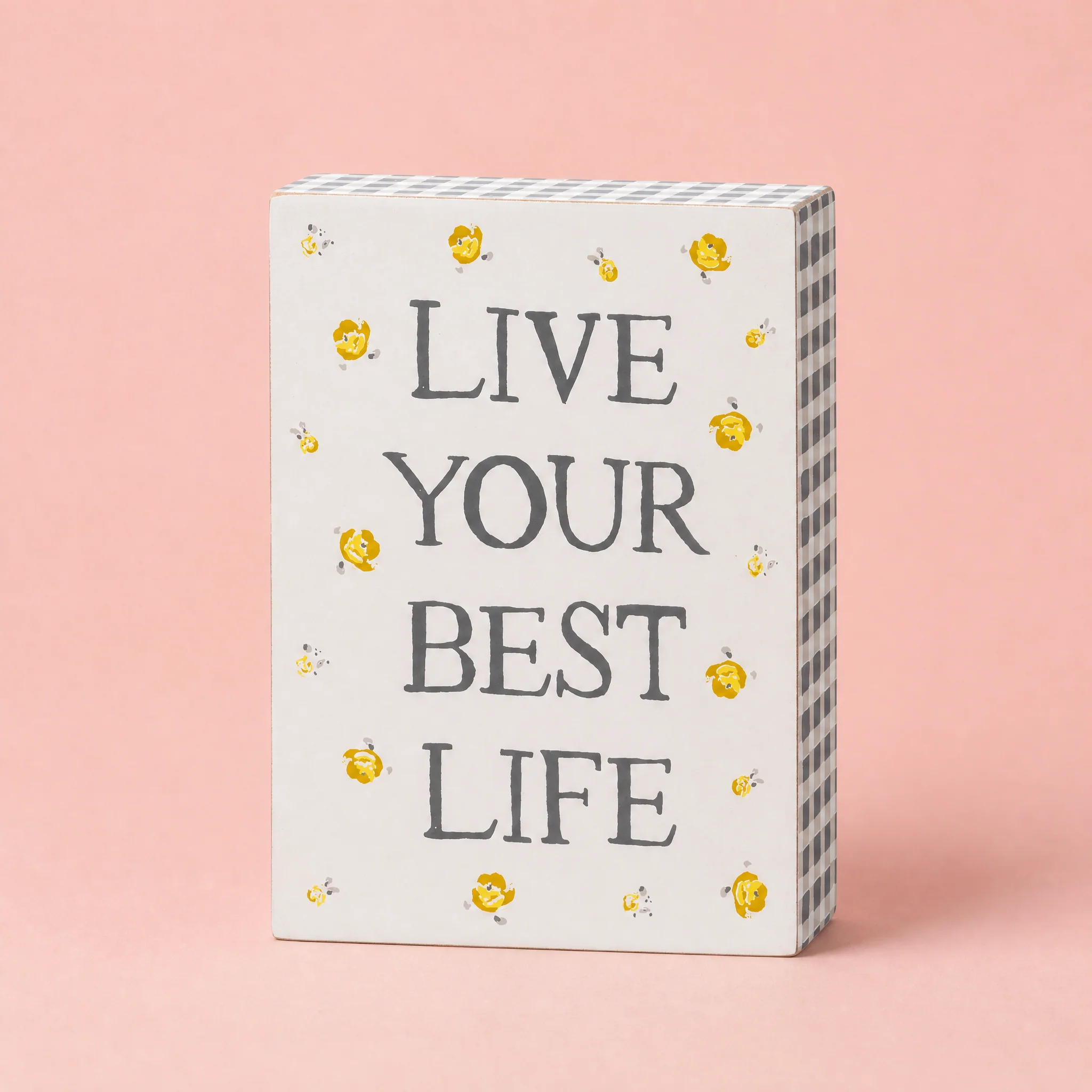 Live Your Best Life Watercolor Box Sign | Motivational Quote Wooden Sign Decor Display | 6" x 8"