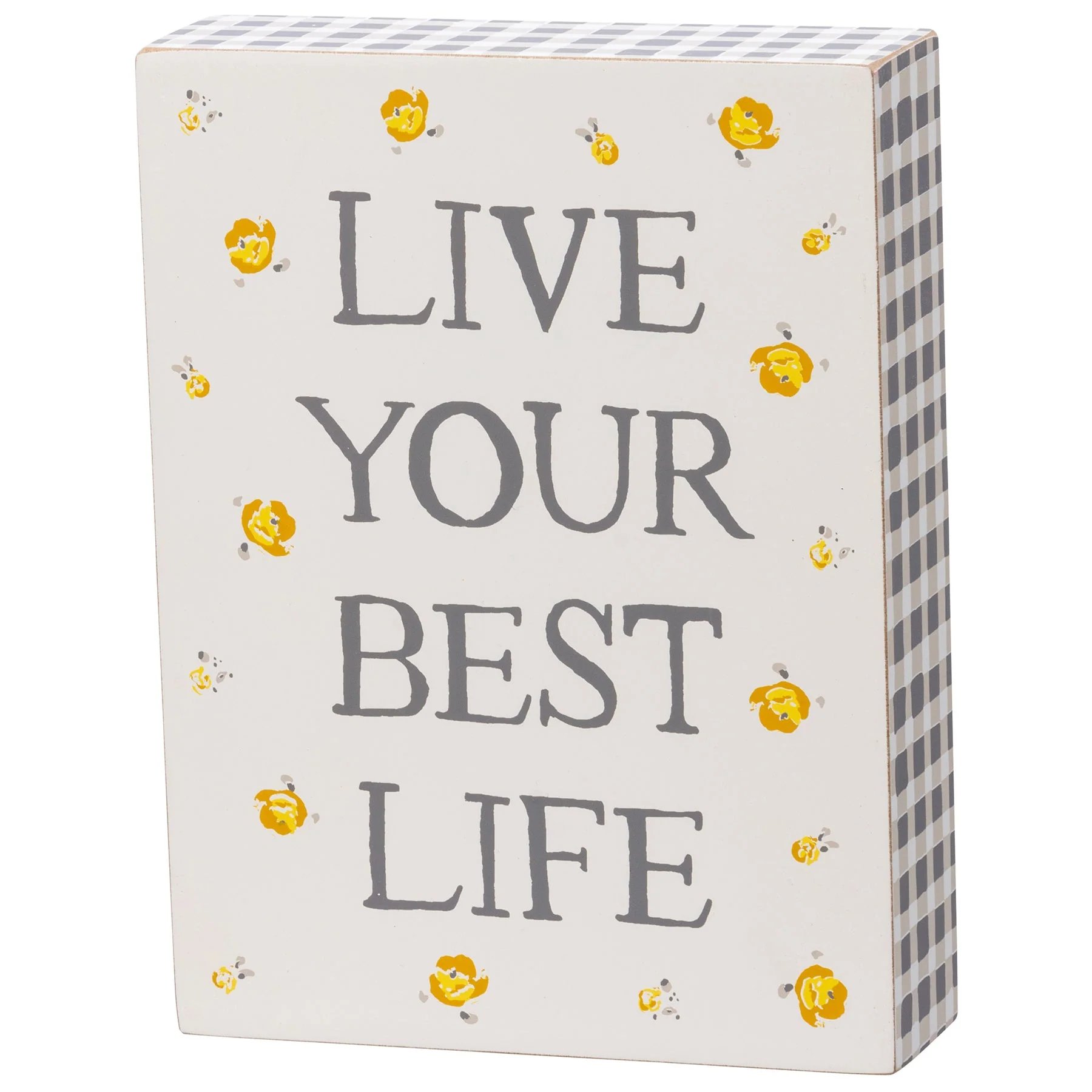 Live Your Best Life Watercolor Box Sign | Motivational Quote Wooden Sign Decor Display | 6" x 8" - Image 2