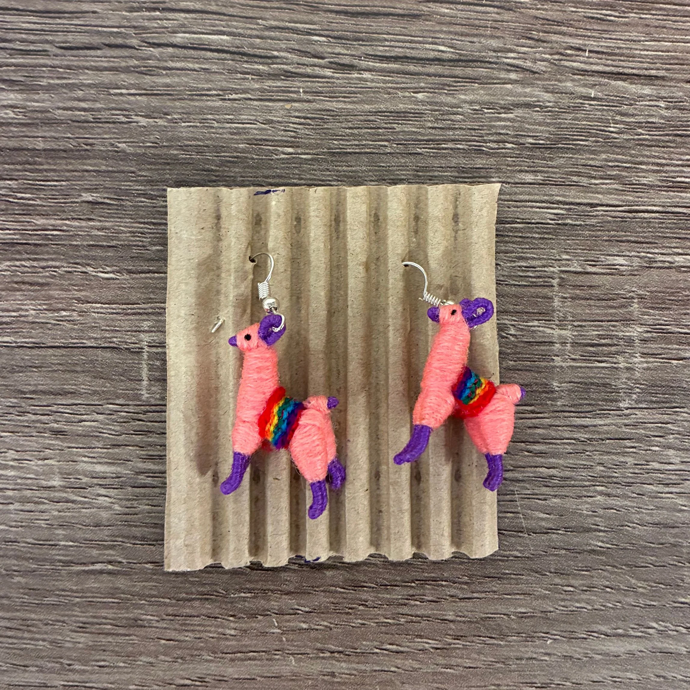 Llamita Handmade Dangling Earrings in 10 Color Combos | Made in Peru Mini Llama Earrings - Image 12