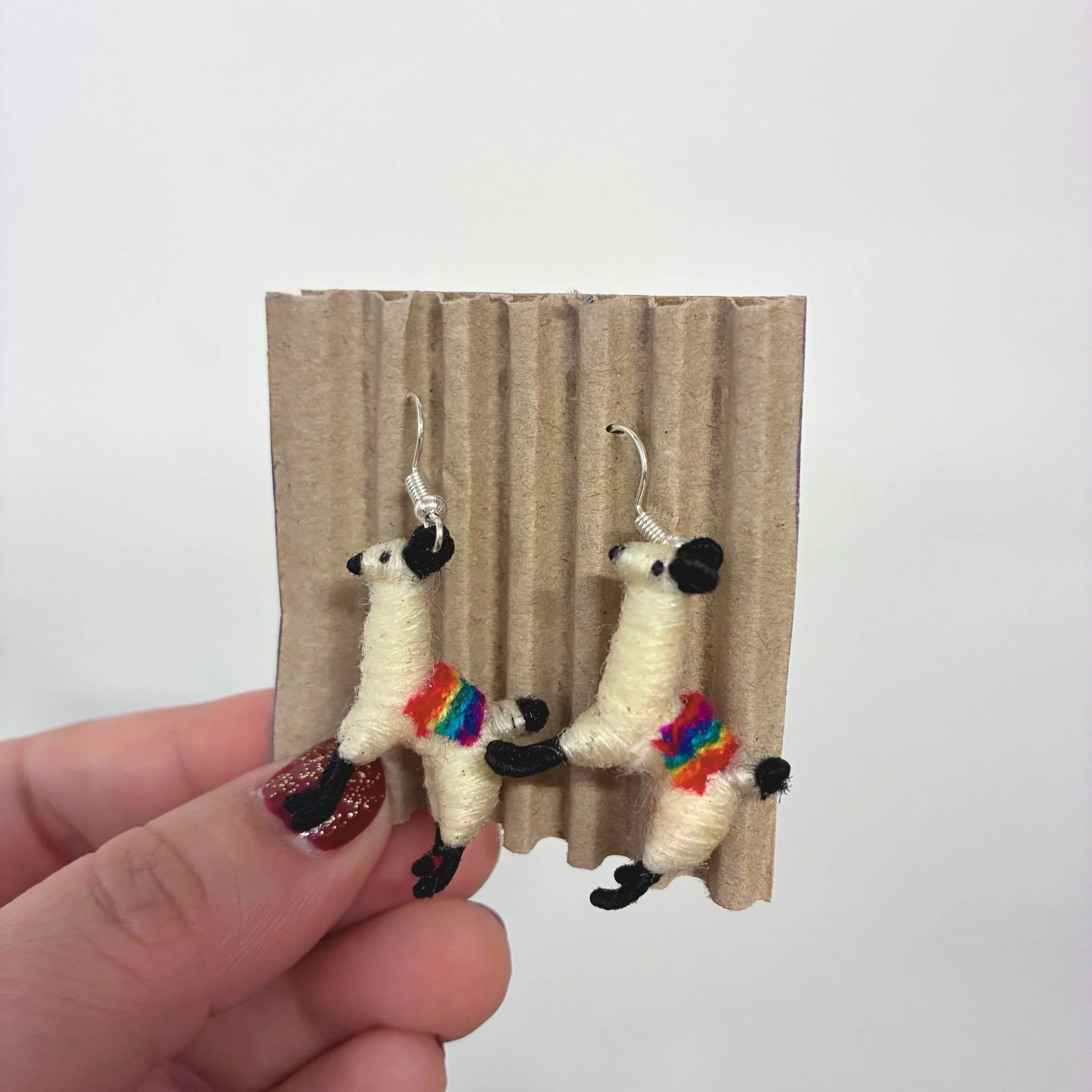 Llamita Handmade Dangling Earrings in 10 Color Combos | Made in Peru Mini Llama Earrings - Image 15