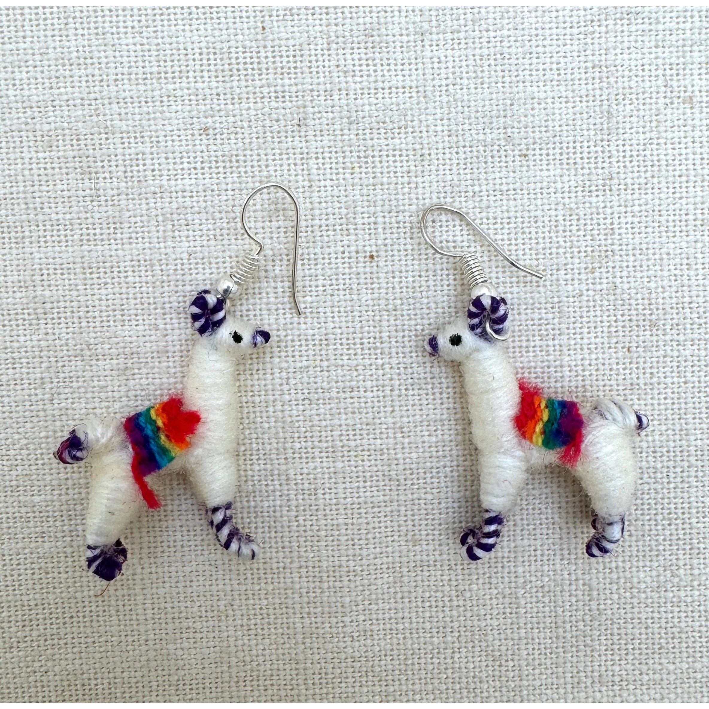 Llamita Handmade Dangling Earrings in 10 Color Combos | Made in Peru Mini Llama Earrings - Image 2