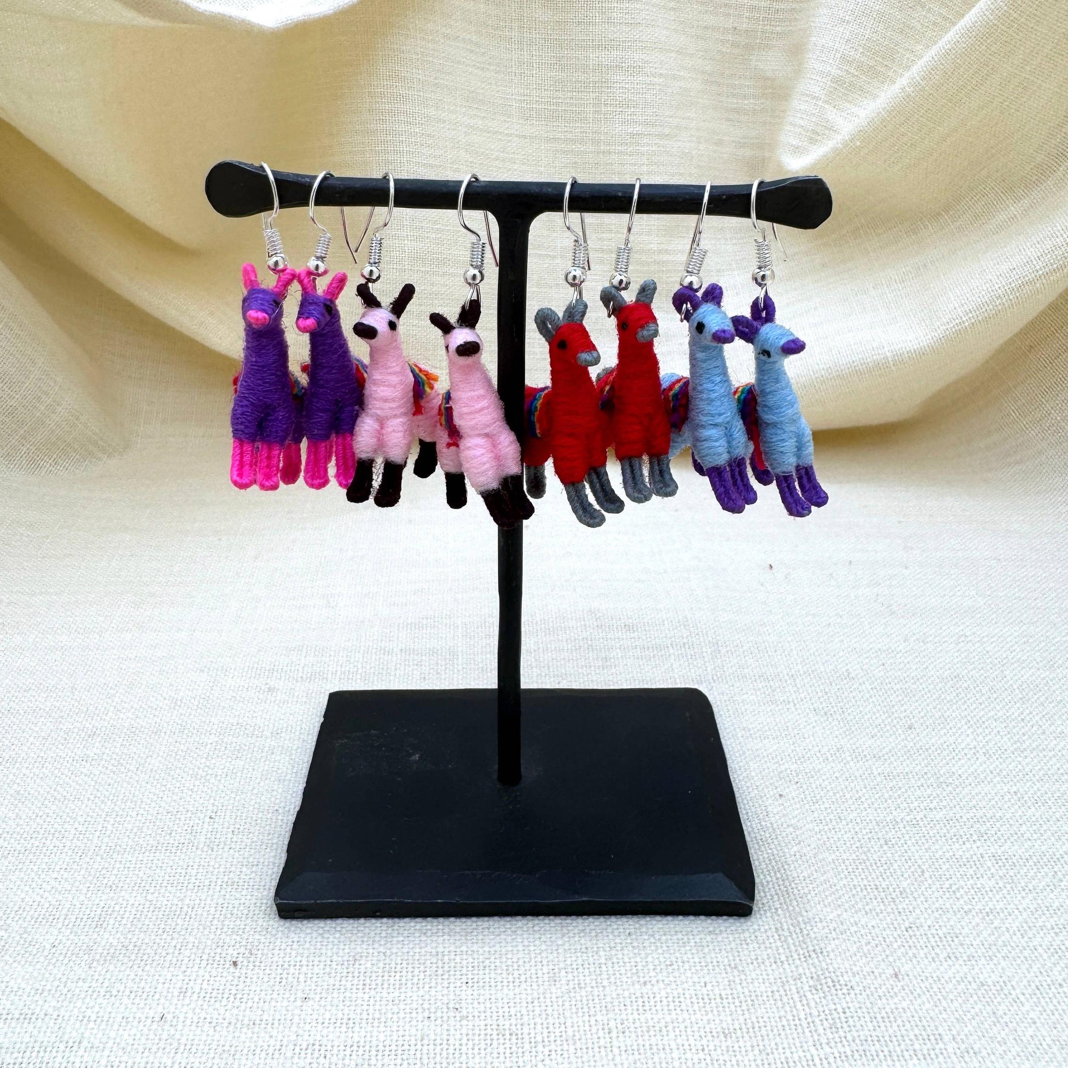 Llamita Handmade Dangling Earrings in 10 Color Combos | Made in Peru Mini Llama Earrings - Image 25