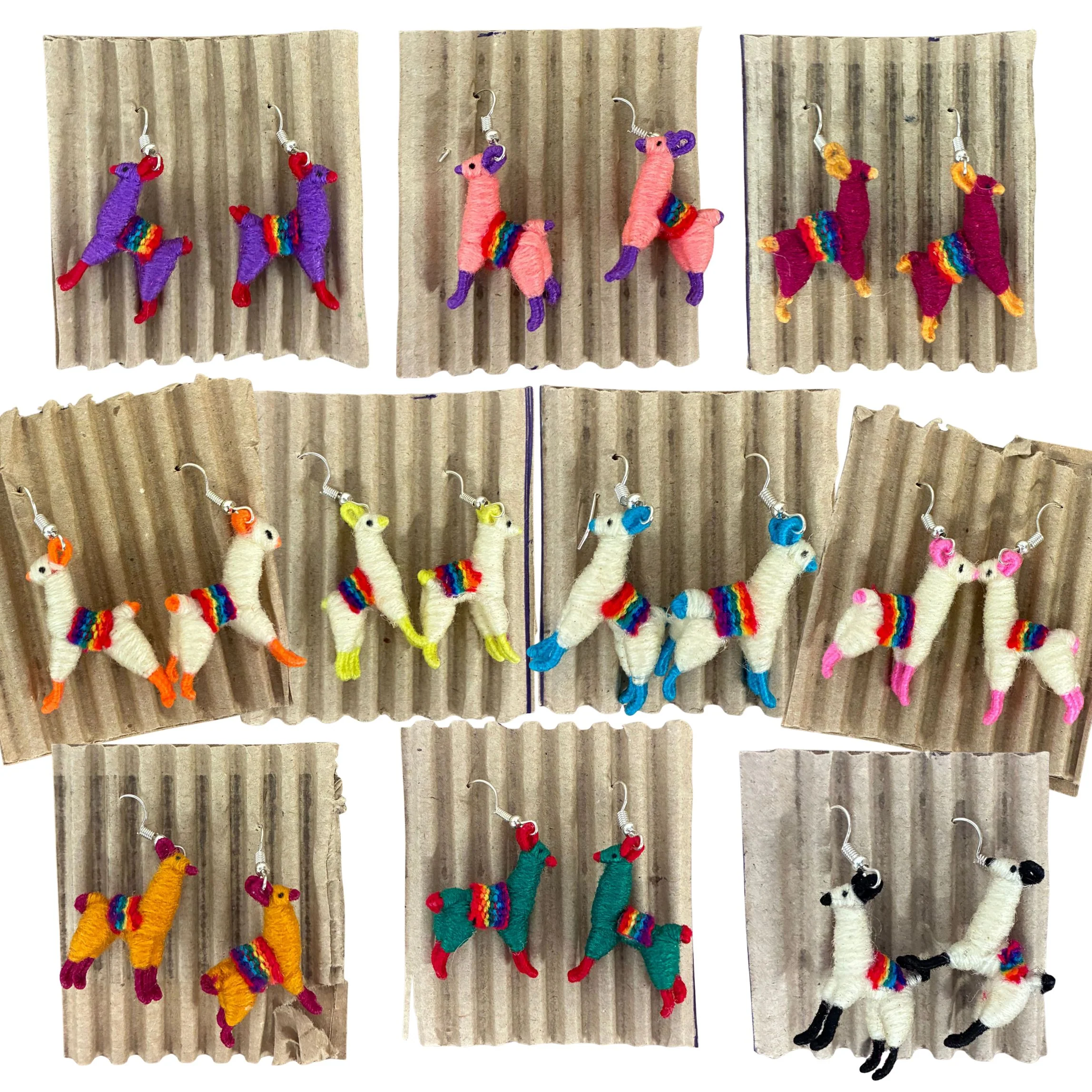 Llamita Handmade Dangling Earrings in 10 Color Combos | Made in Peru Mini Llama Earrings - Image 3