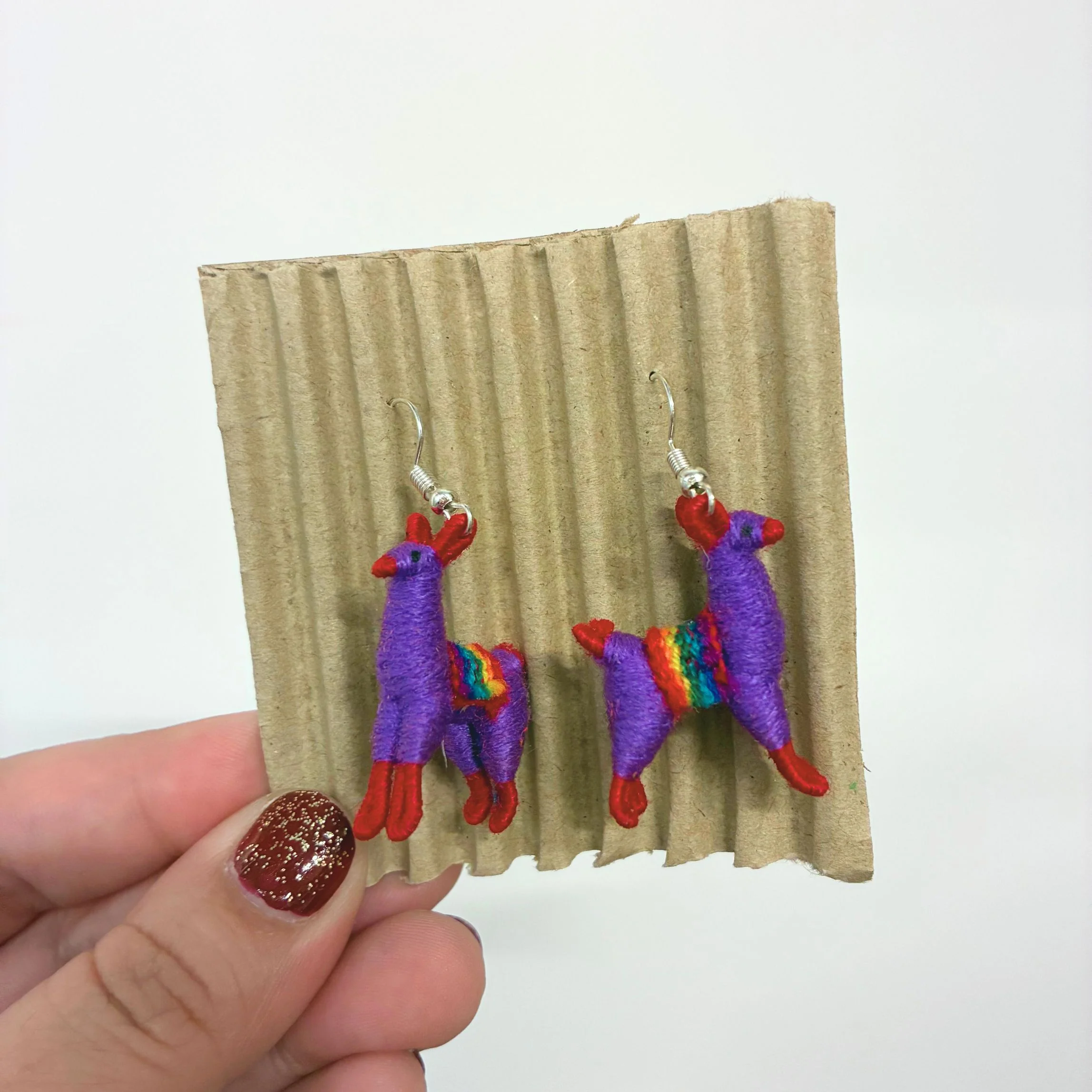 Llamita Handmade Dangling Earrings in 10 Color Combos | Made in Peru Mini Llama Earrings - Image 9