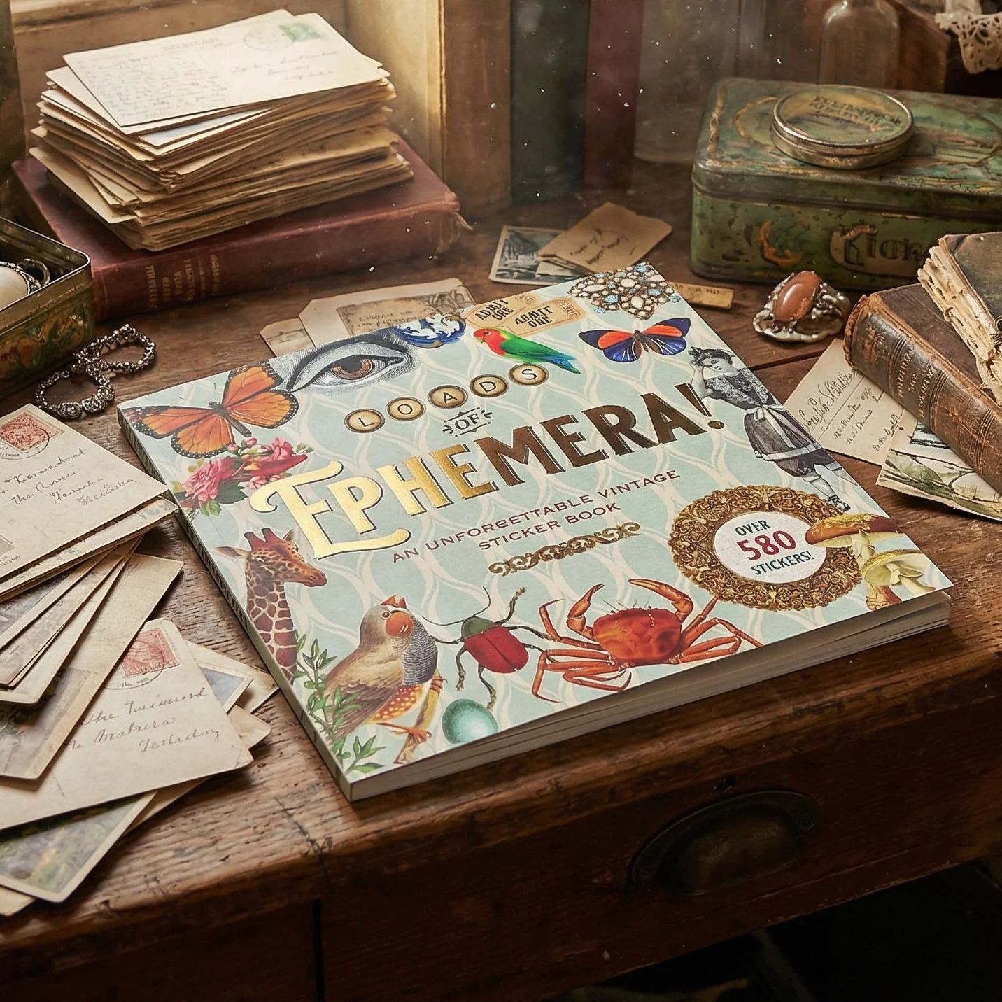 Loads of Ephemera Stickers | An Unforgettable Vintage Sticker Book | 580 Decals