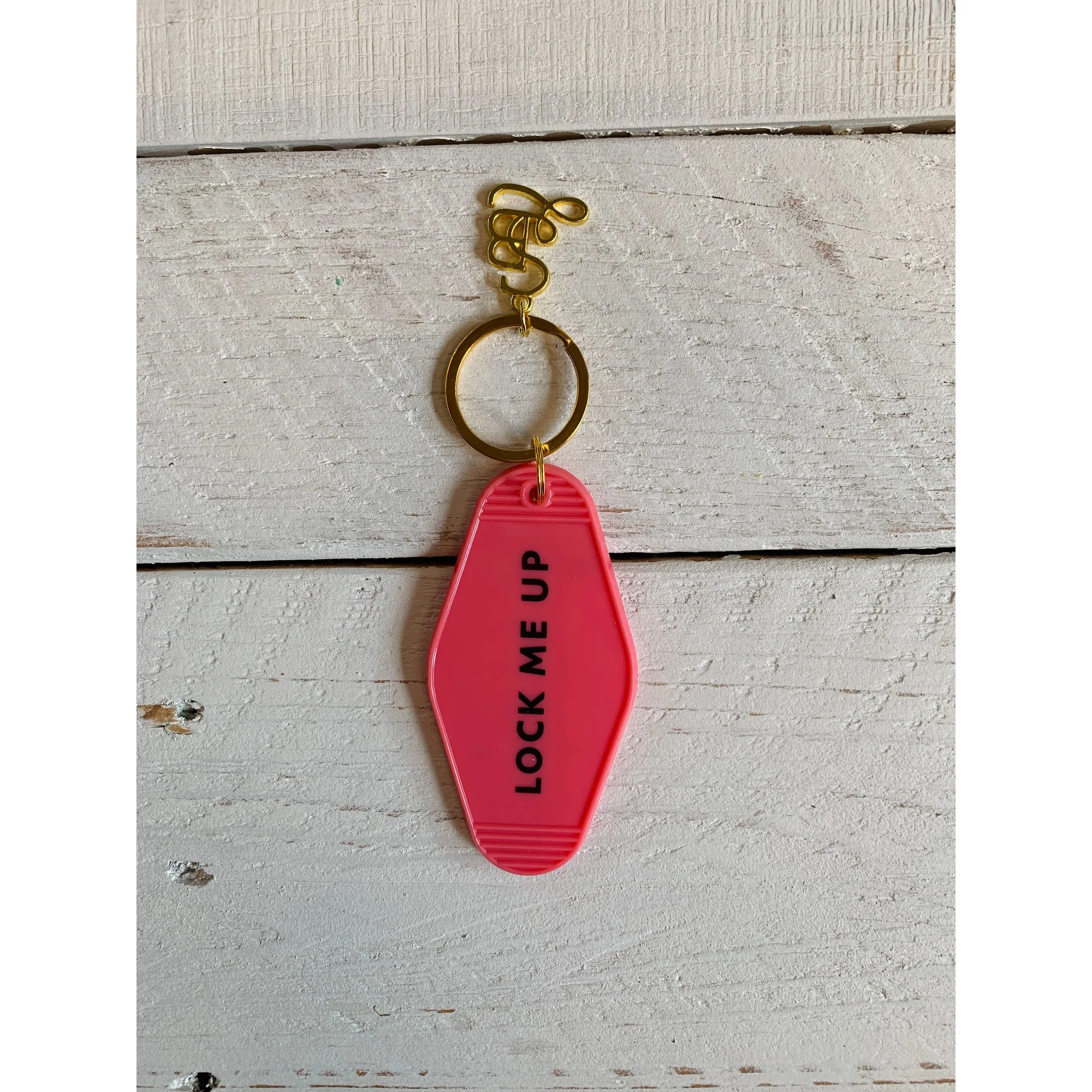 Lock Me Up Motel Style Keychain with Gold Hardware - Image 3