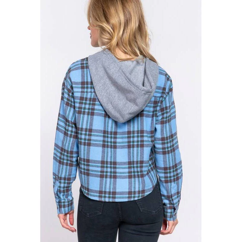 Grunge Darling Plaid Hoodie in Orange or Blue - Image 10