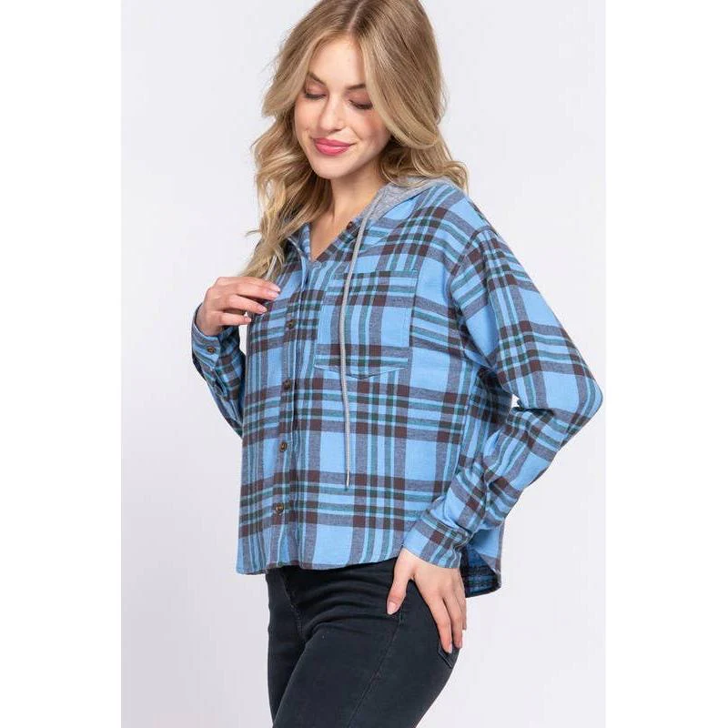 Grunge Darling Plaid Hoodie in Orange or Blue - Image 11