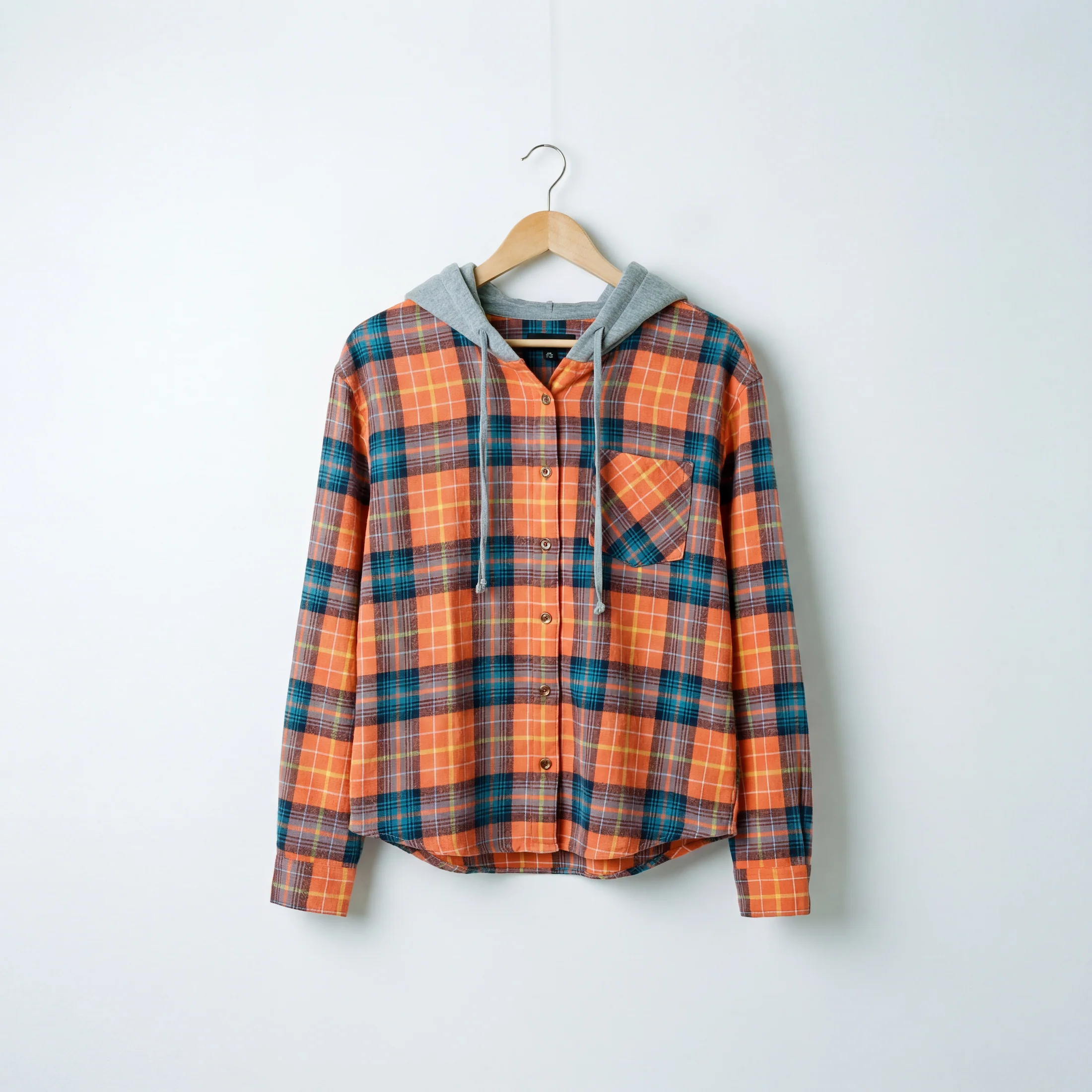Grunge Darling Plaid Hoodie in Orange or Blue - Image 3