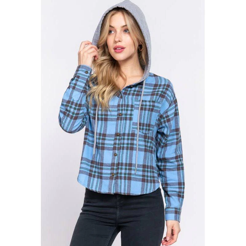 Grunge Darling Plaid Hoodie in Orange or Blue - Image 9