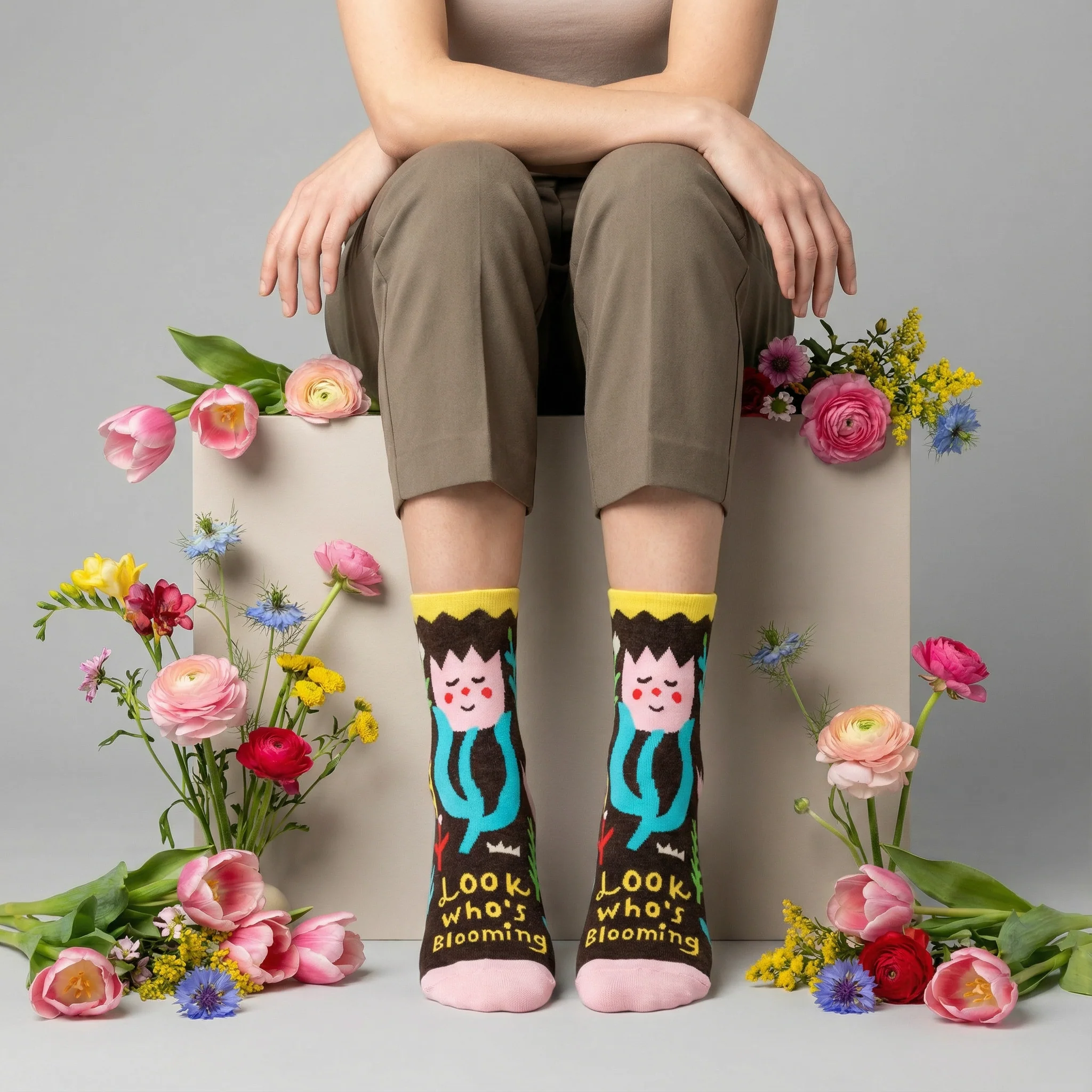 Look Who's Blooming Women's Ankle Socks | BlueQ at GetBullish - Image 6