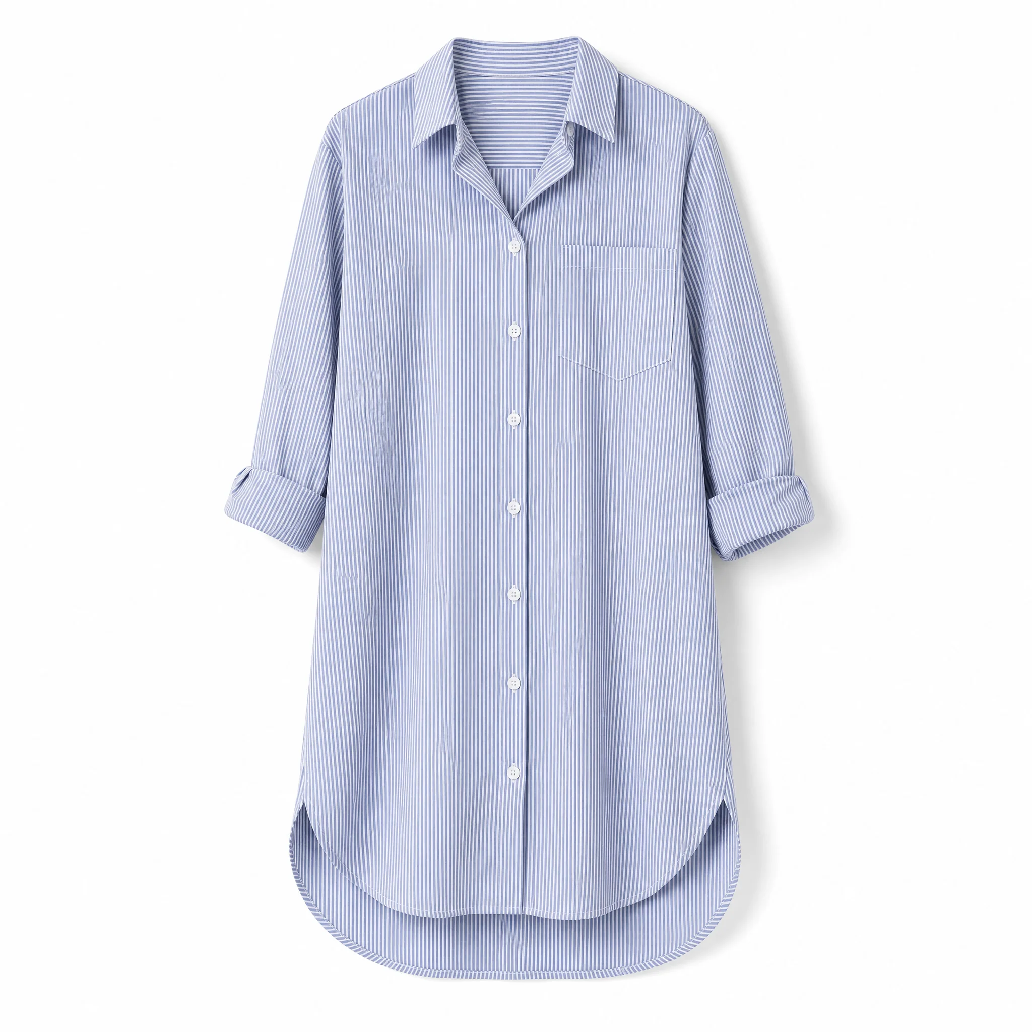 Loose Casual Long Sleeve Shirt Dress in Navy Blue [Available in SM-1X] - Image 2