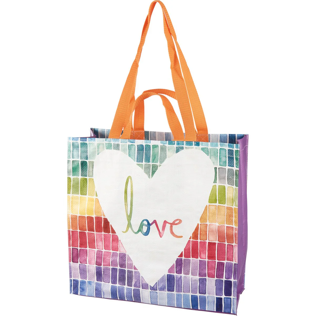 Love Market Tote | Mosaic Rainbow Pattern Shopping Bag | 15.50" x 15.25" x 6" - Image 4