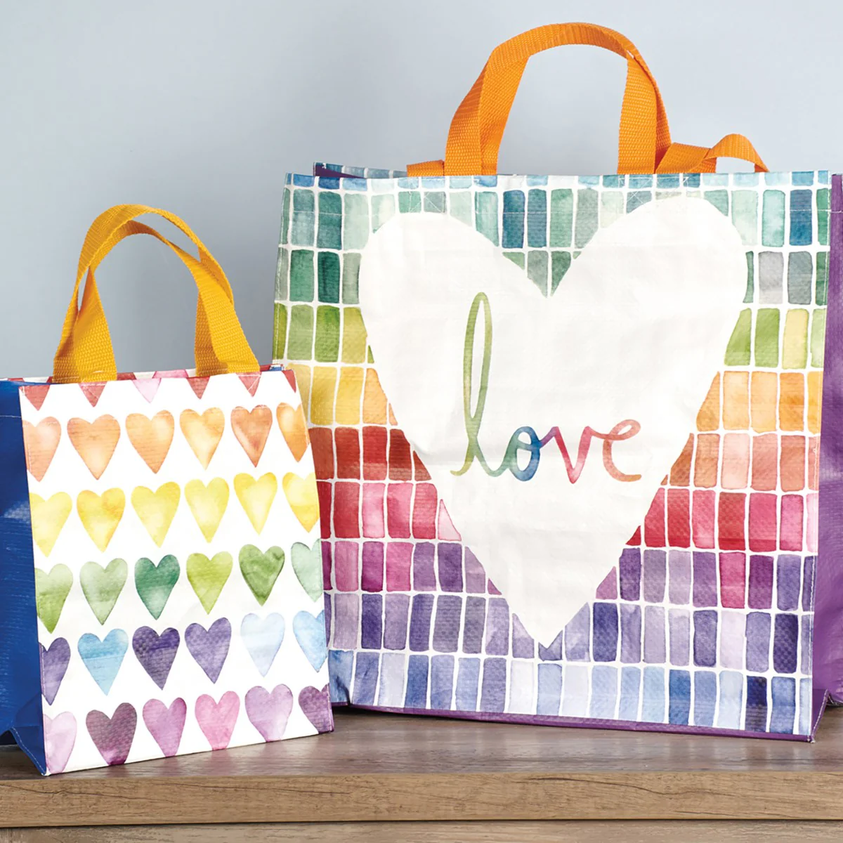 Love Market Tote | Mosaic Rainbow Pattern Shopping Bag | 15.50" x 15.25" x 6" - Image 8