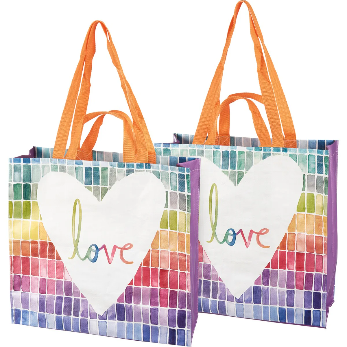 Love Market Tote | Mosaic Rainbow Pattern Shopping Bag | 15.50" x 15.25" x 6" - Image 9