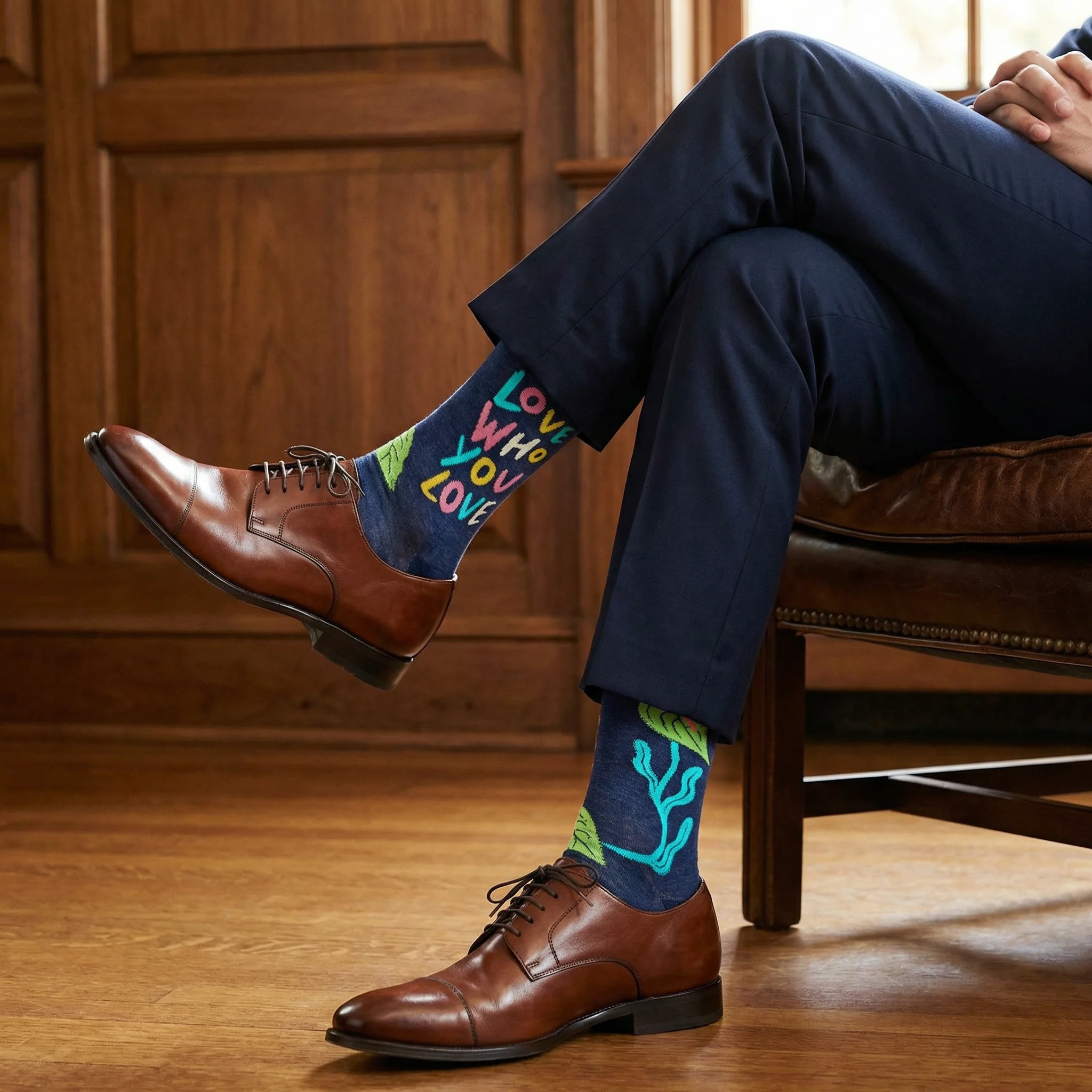 Love Who You Love Men's Crew Socks | Pride LGBTQ Equality Theme Socks | BlueQ at GetBullish - Image 7