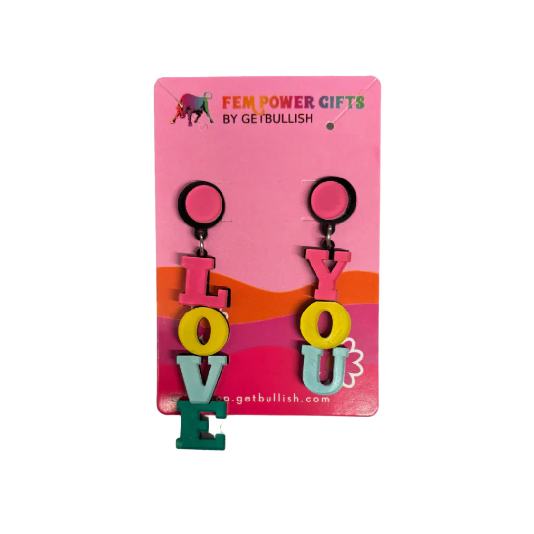 LOVE YOU Graphic Colorful Earrings | Lightweight Acrylic - Image 2