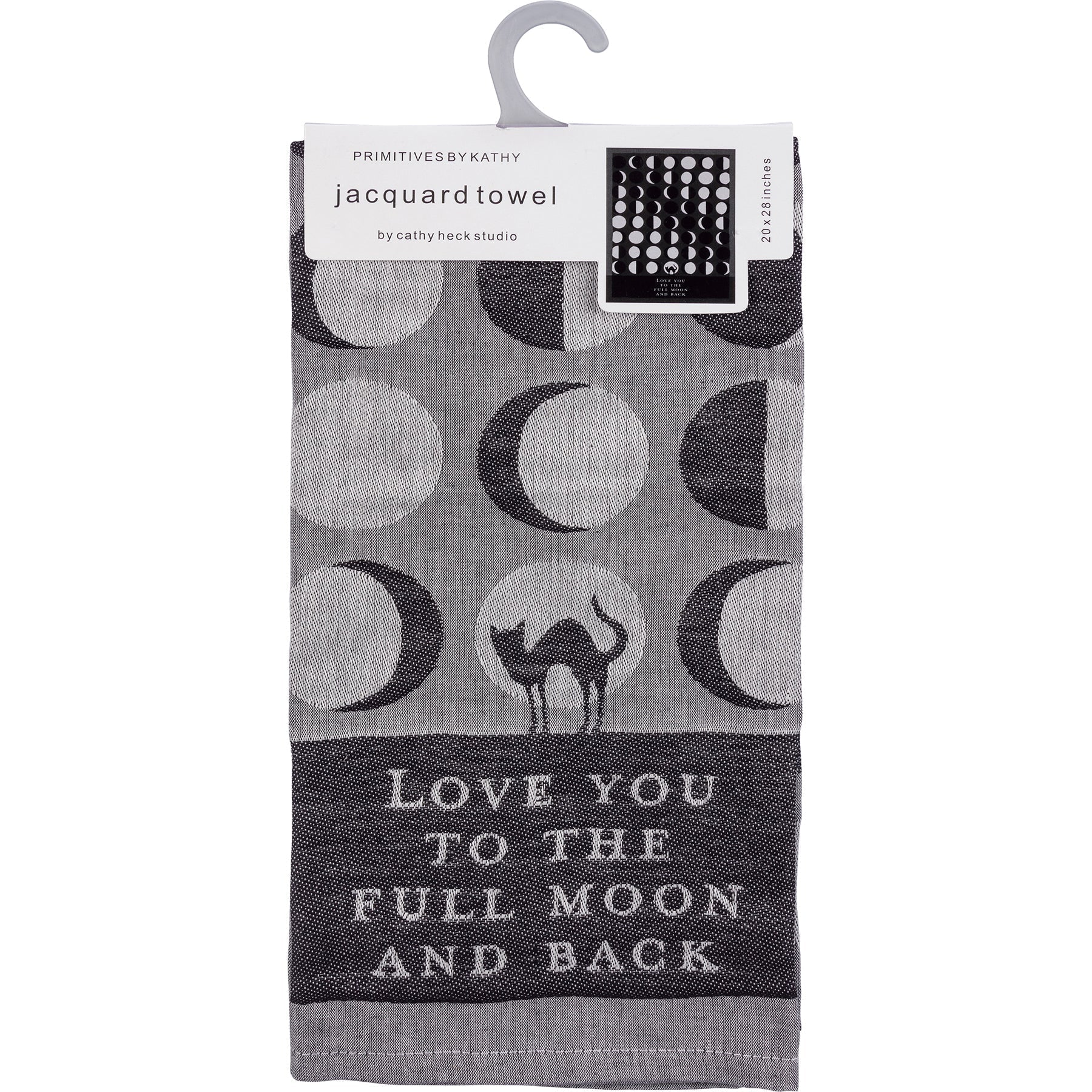 Love You To The Full Moon And Back Kitchen Towel | Gothic Black Cat Mystical Moon Phases | 20" x 28" - Image 7
