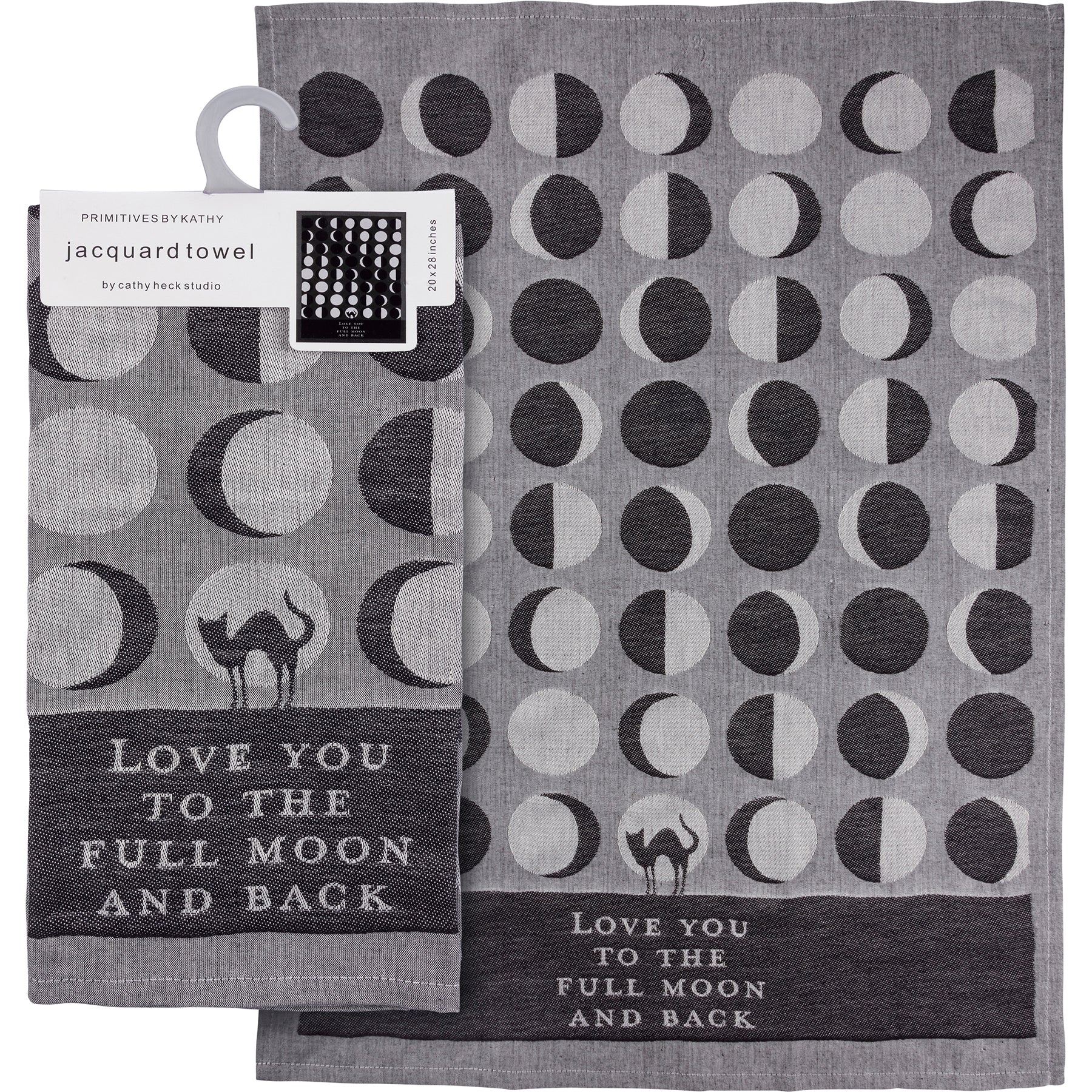 Love You To The Full Moon And Back Kitchen Towel | Gothic Black Cat Mystical Moon Phases | 20" x 28" - Image 9