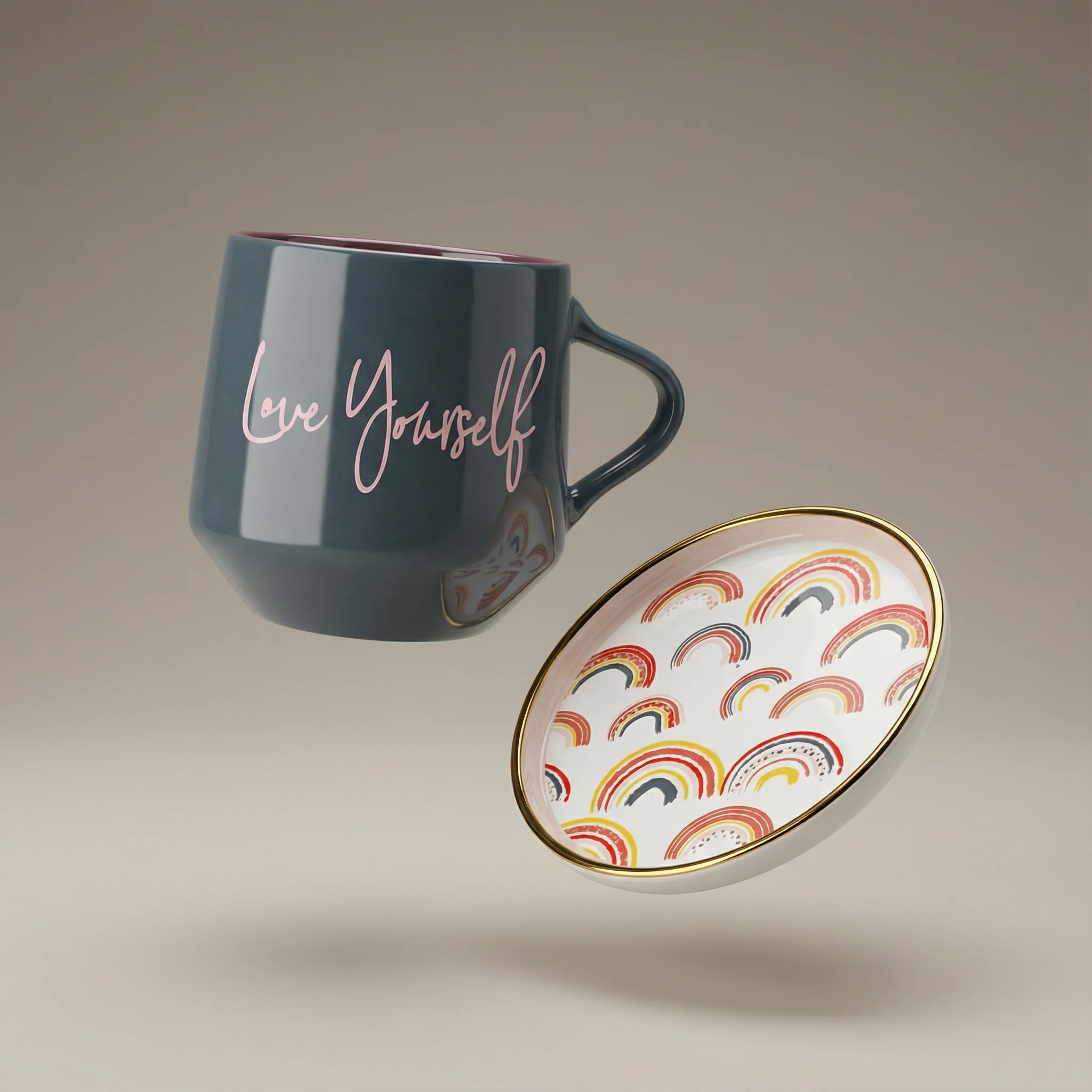 Love Yourself Mug & Coaster Lid with Rainbow Design - Image 11