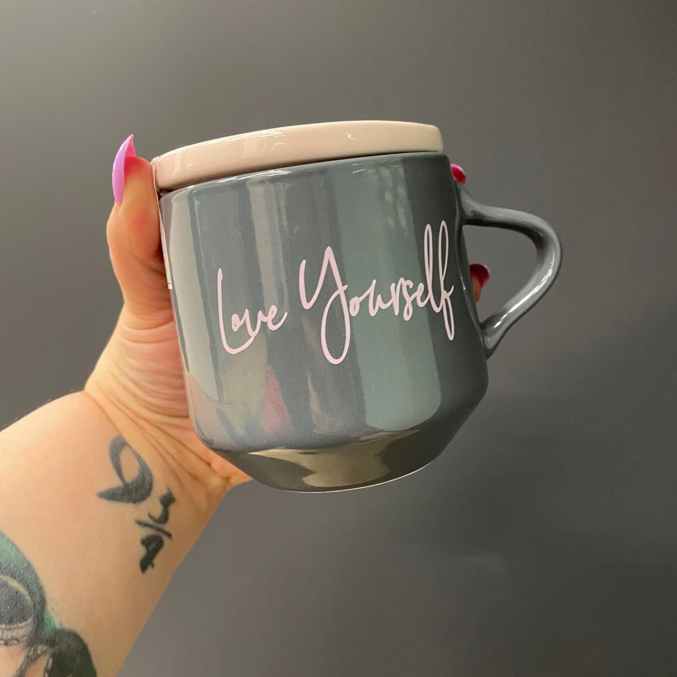 Love Yourself Mug & Coaster Lid with Rainbow Design - Image 4