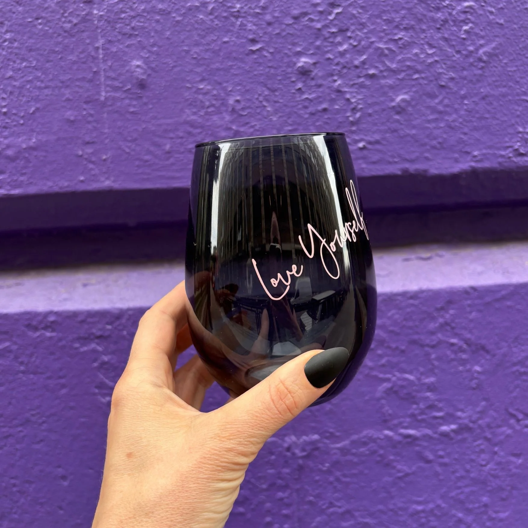 Love Yourself Stemless Black Wine Glass | 20 Oz - Image 3