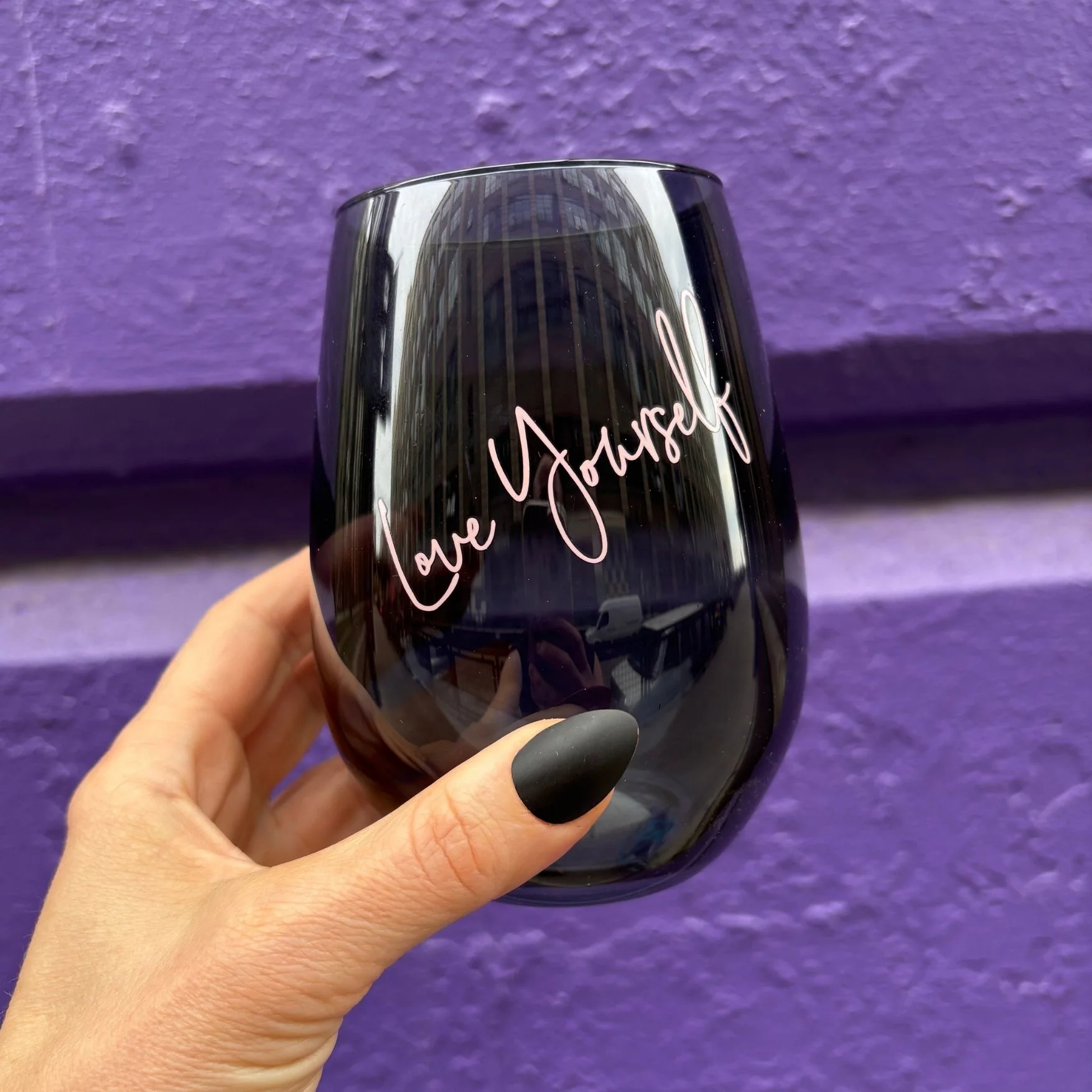 Love Yourself Stemless Black Wine Glass | 20 Oz - Image 6