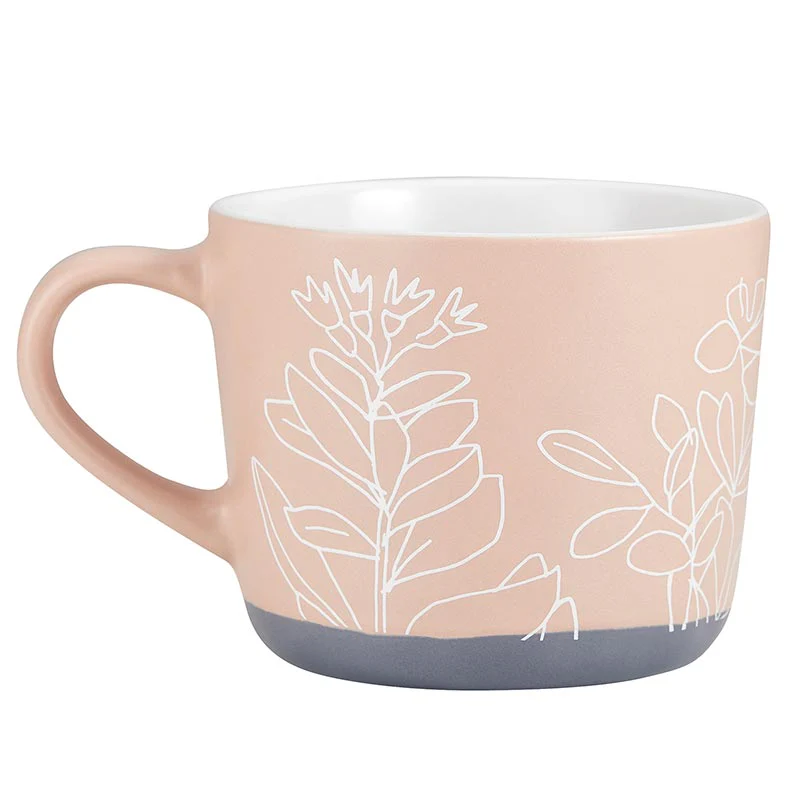 Loved Stoneware Hand Painted Cozy Mug in Peach | Coffee Tea Floral Design Cup | 15oz - Image 3