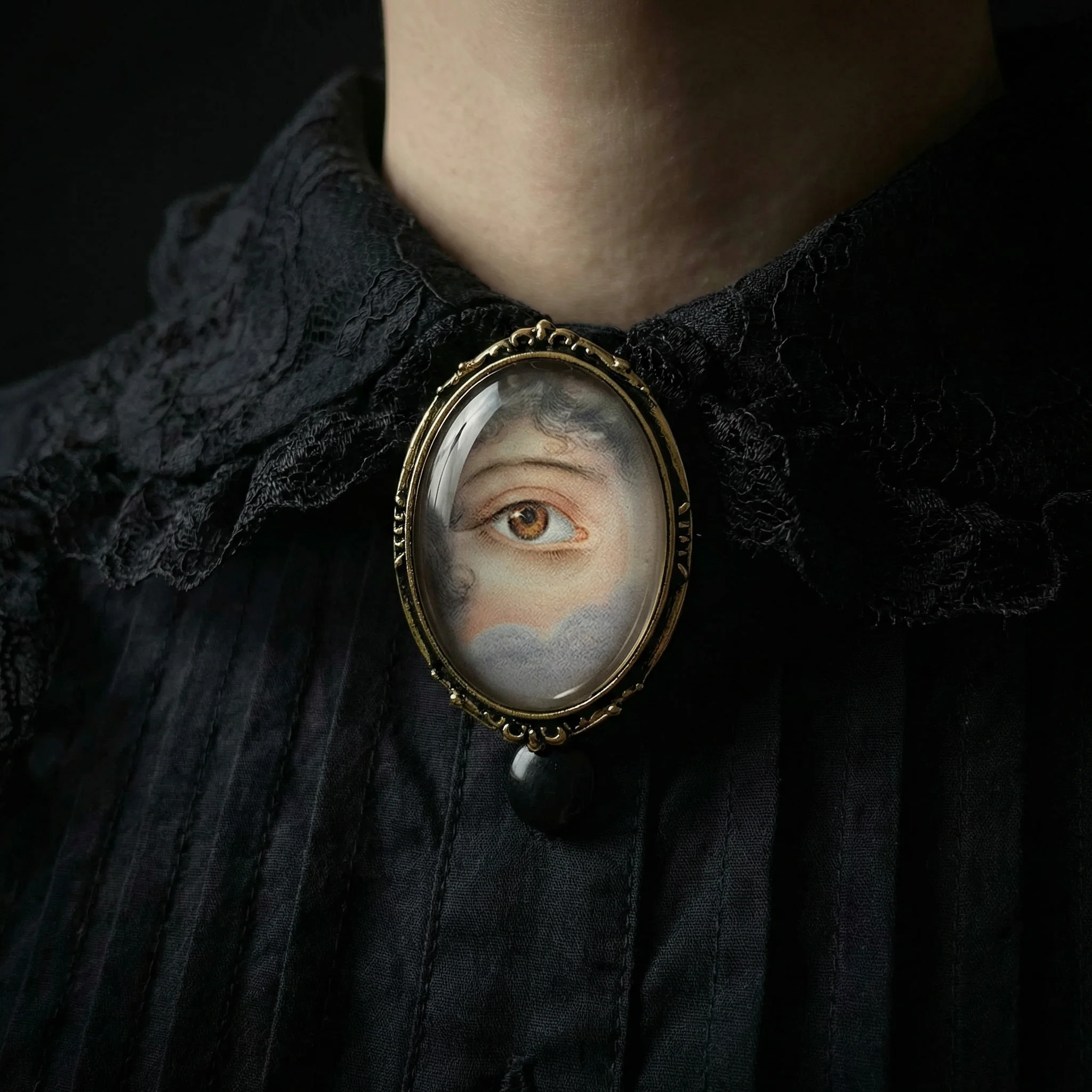 Lover’s Eye Brooch Victorian Eye Painting | Vintage Glass Cabochon Pin - Image 2