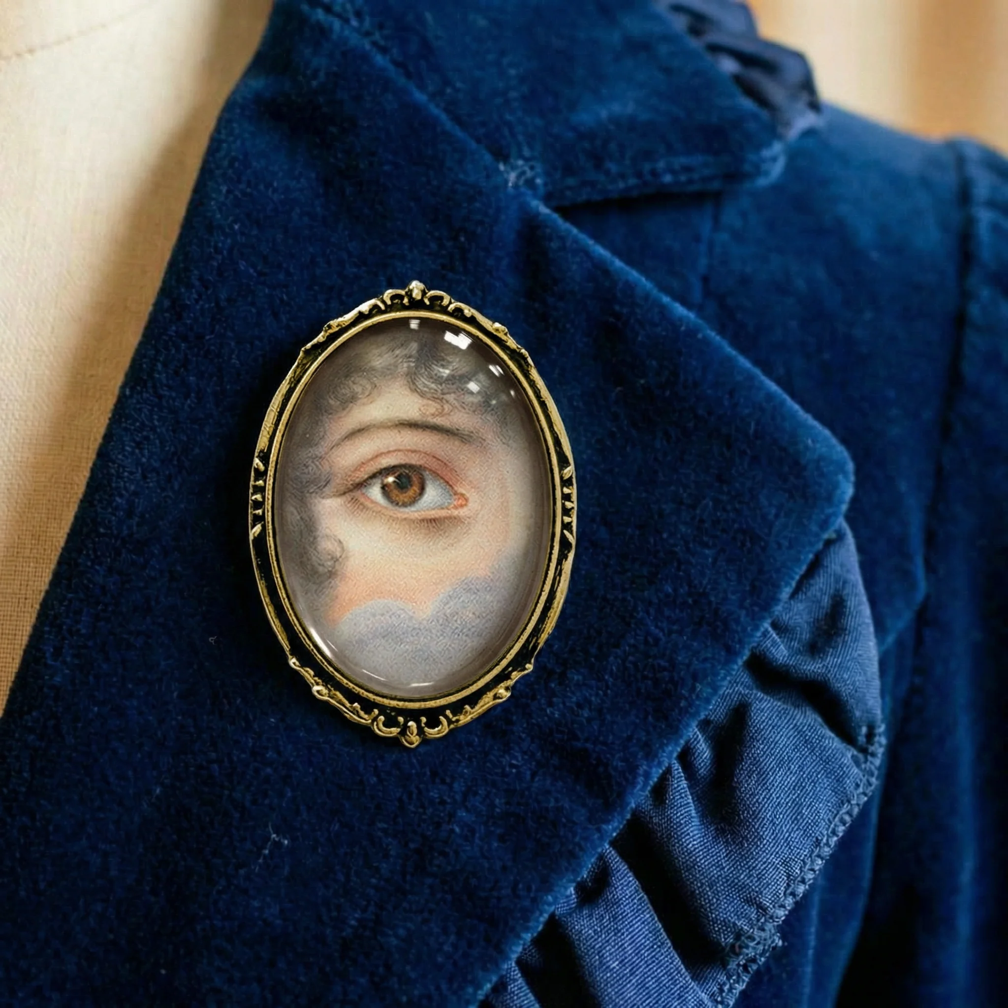 Lover’s Eye Brooch Victorian Eye Painting | Vintage Glass Cabochon Pin - Image 5