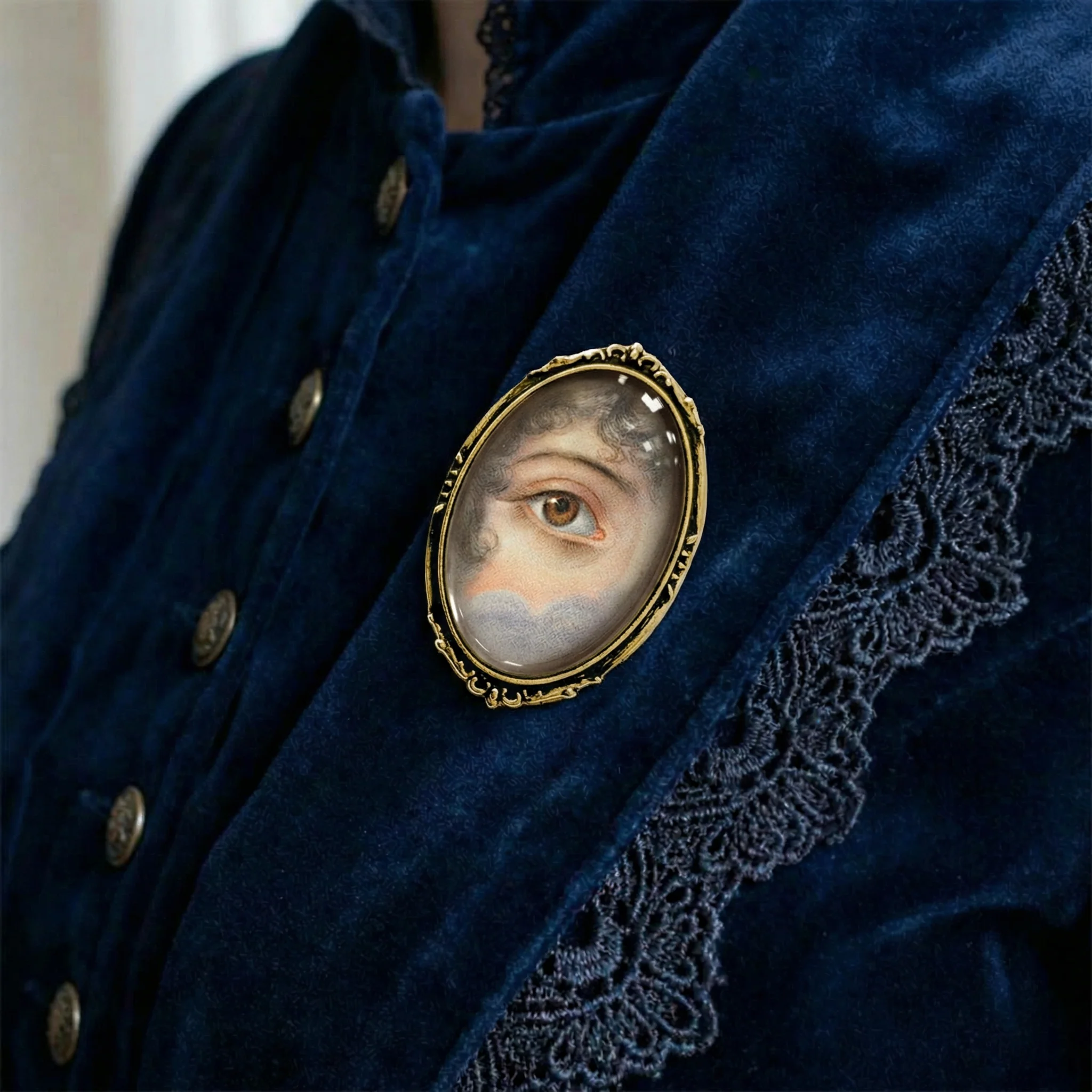 Lover’s Eye Brooch Victorian Eye Painting | Vintage Glass Cabochon Pin - Image 8