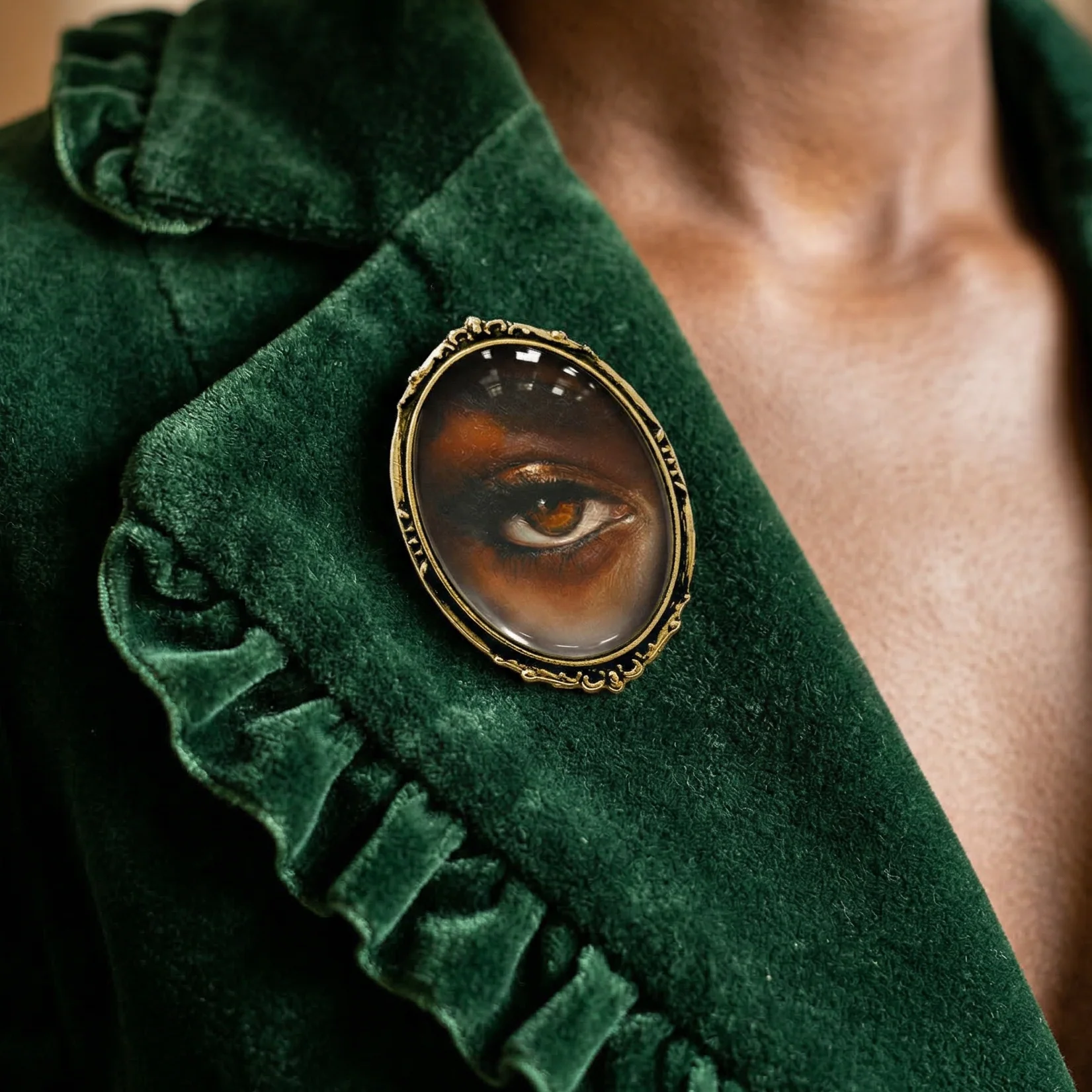 Vintage Lovers Eye Brooch African American Eye Painting Art Pin | Handmade Glass Cabochon Jewelry - Image 8