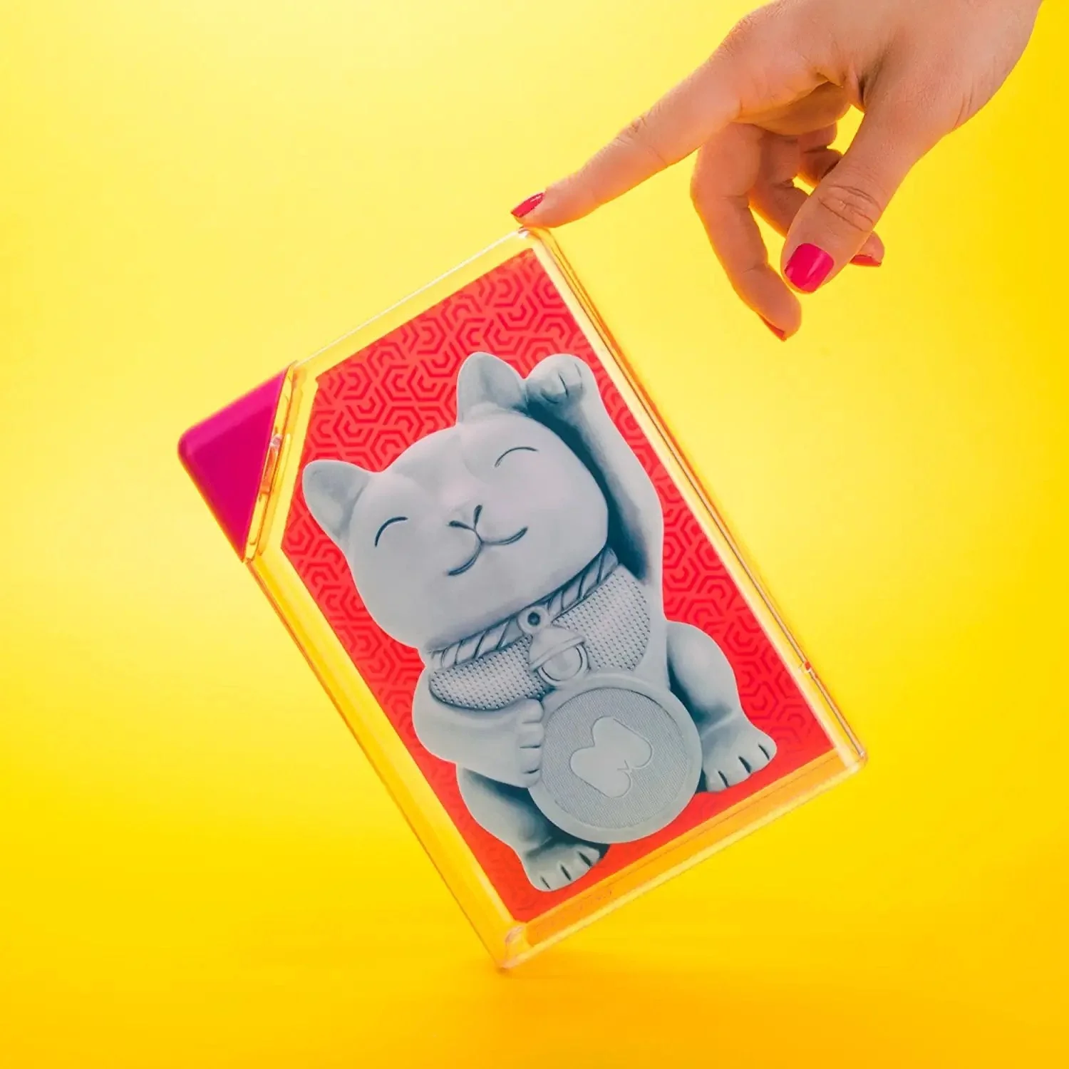 Lucky Cat Rectangular Water Bottle | Fits in Handbag - Image 2