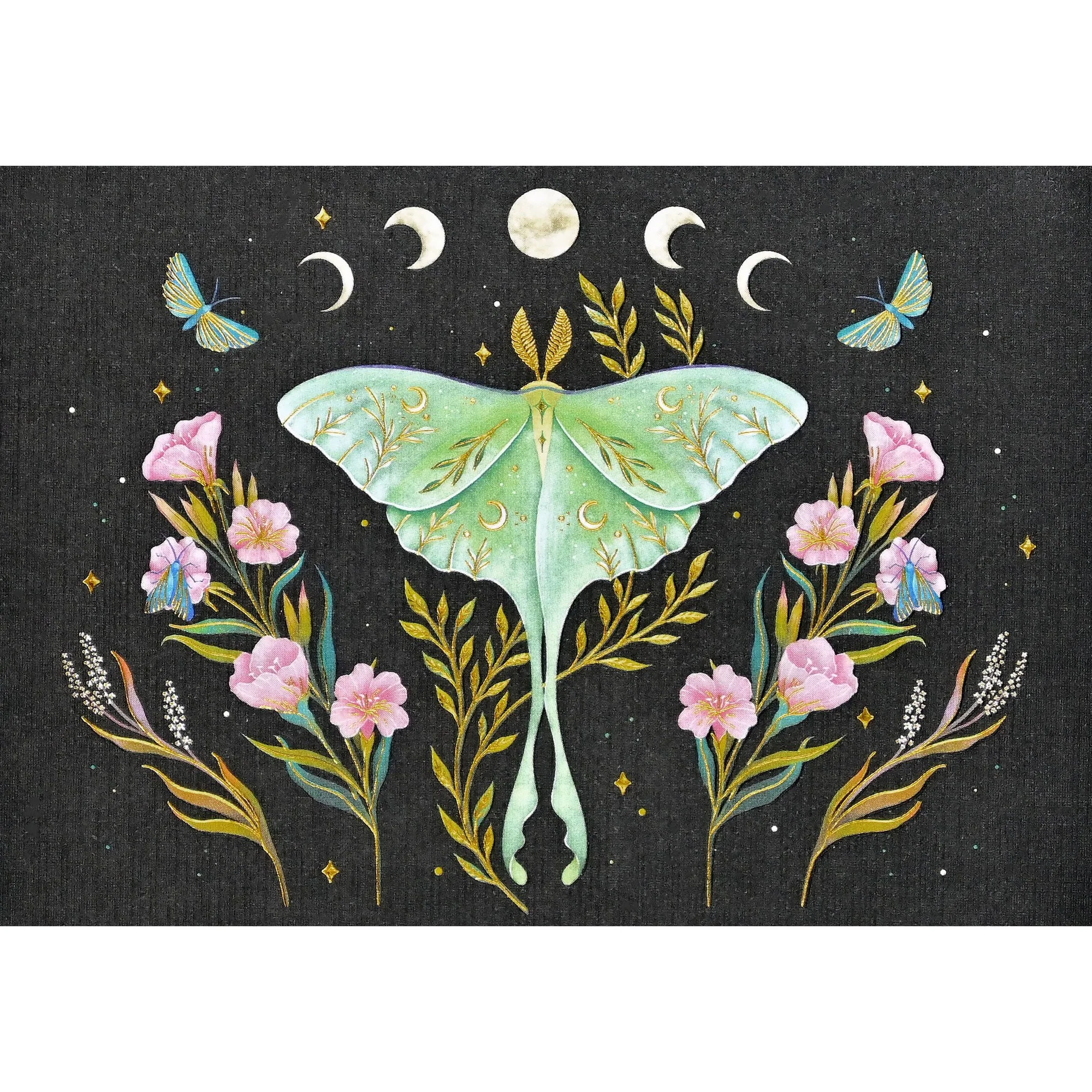 Luna Moth Note Cards | Florals Stars Nocturnal Butterflies | 14 Note Cards - Image 3