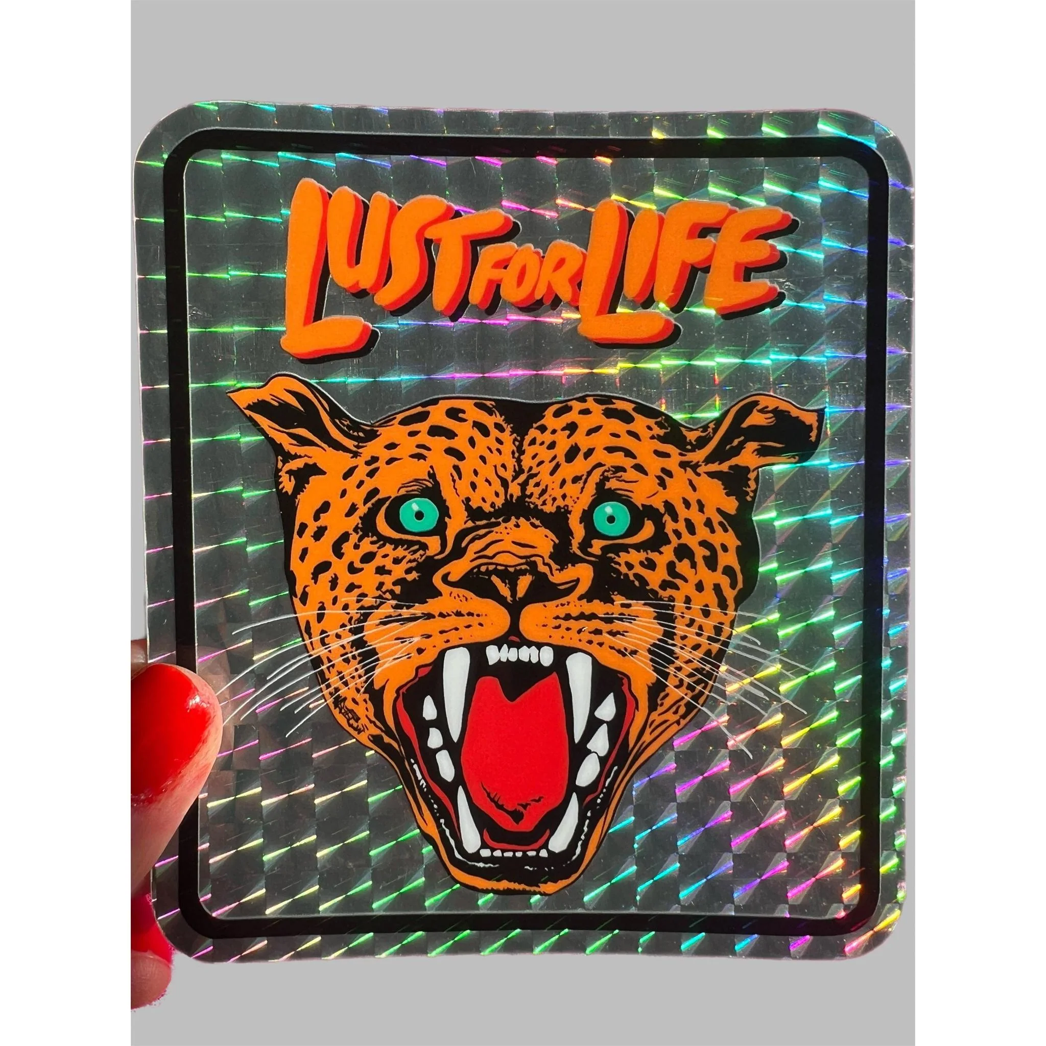 Lust for Life Holographic Vinyl Sticker | 4 Inch Retro Leopard Waterproof Decal - Image 3