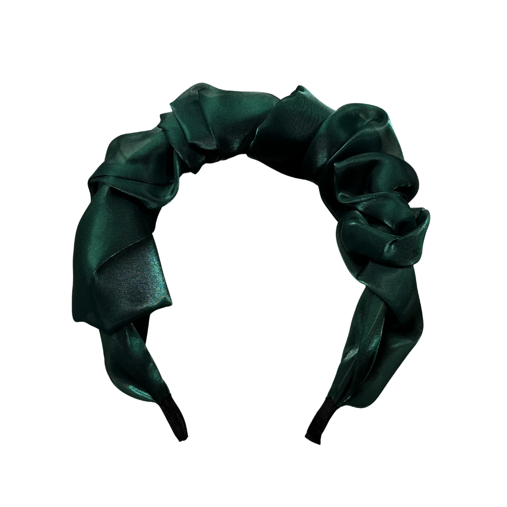 Olive Chiffon Headband | Poly Satin Green Headpiece Hair Accessory | 6.25'' - Image 4