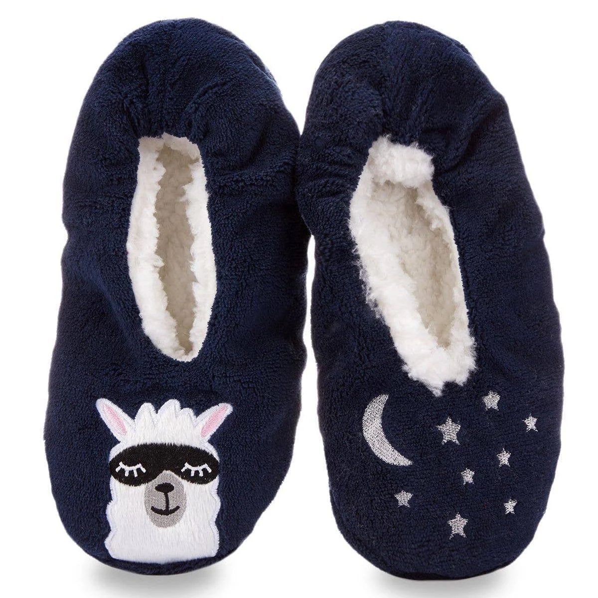 Luxe Llama Sherpa Lined Slippers in Navy [Sizes S/M Remaining]