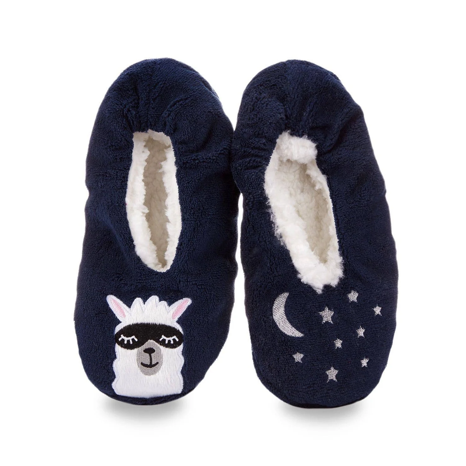 Luxe Llama Sherpa Lined Slippers in Navy [Sizes S/M Remaining] - Image 3
