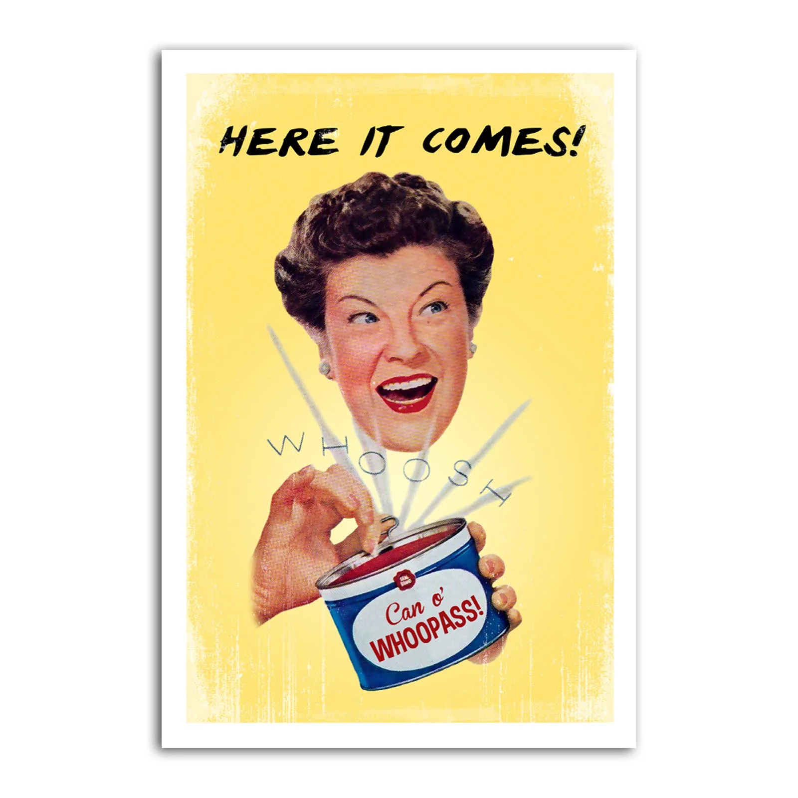 Can 'o Whoopass Funny Refrigerator Magnet | Rectangular Magnetic Surface Decor | 2" x 3"