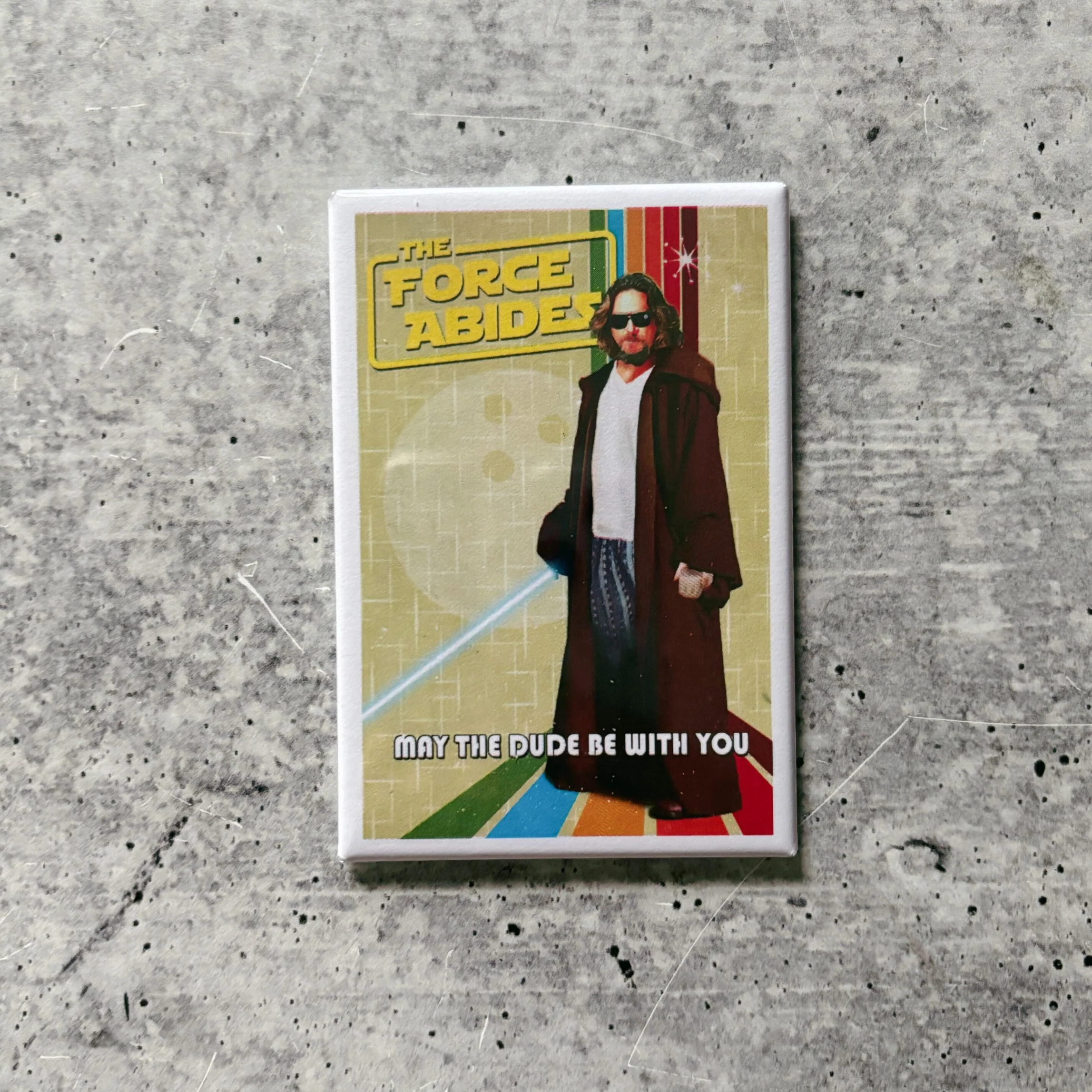 The Force Abides - May The Dude Be With You Funny Refrigerator Magnet | Rectangular Magnetic Surface Decor | 2" x 3" - Image 2