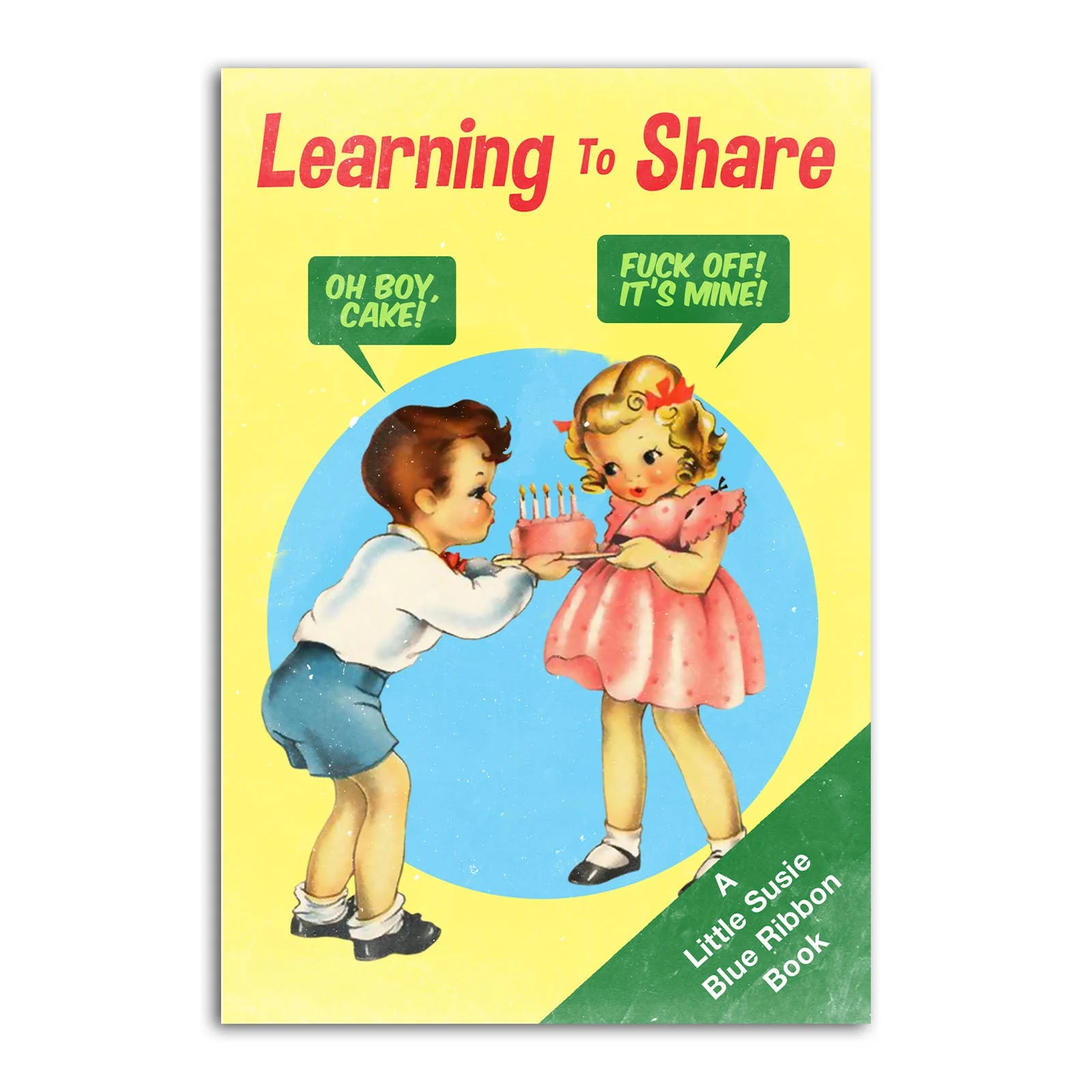 Learning To Share Funny Refrigerator Magnet | Rectangular Magnetic Surface Decor | 2" x 3"