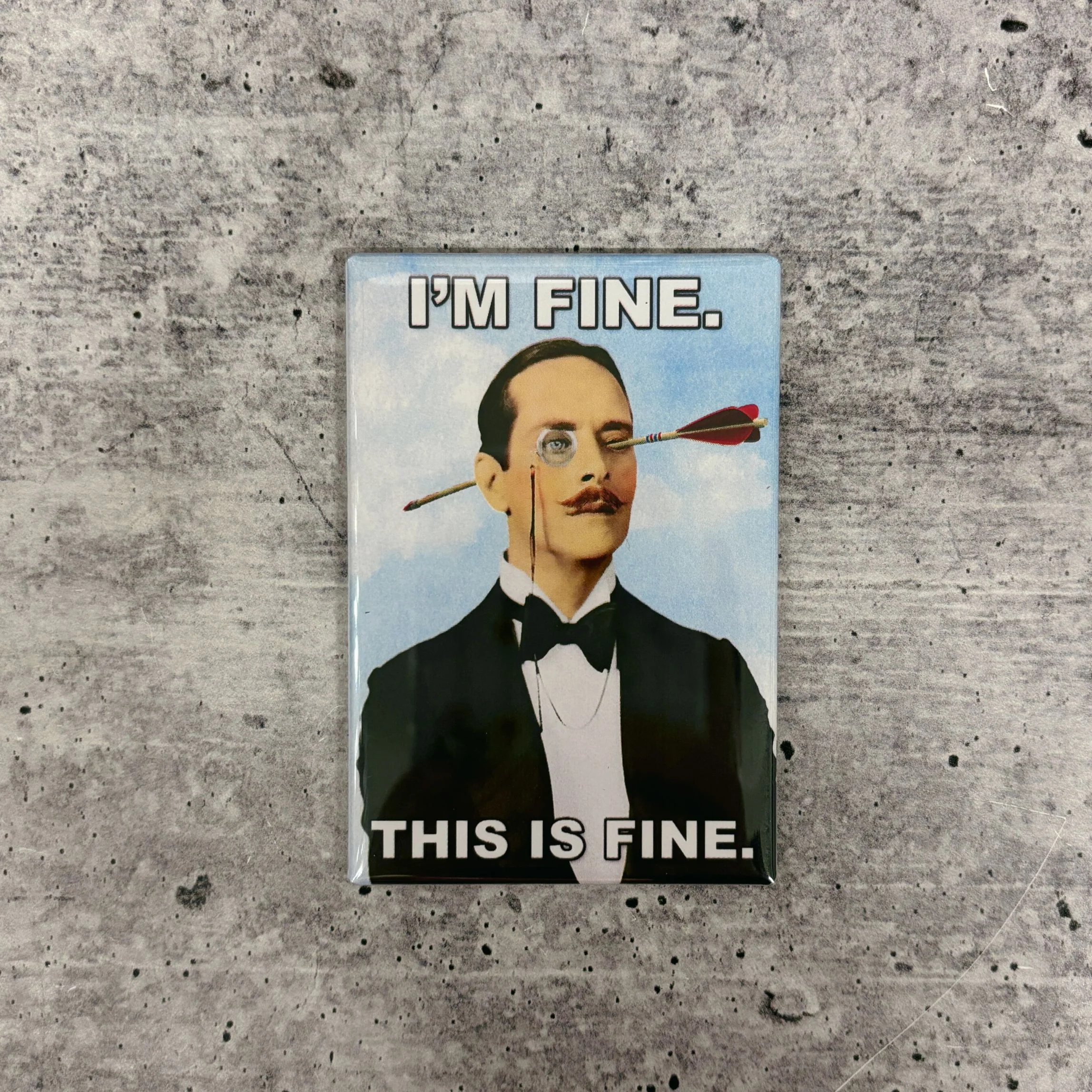 I'm Fine. This Is Fine Funny Refrigerator Magnet | Rectangular Magnetic Surface Decor | 2" x 3" - Image 2