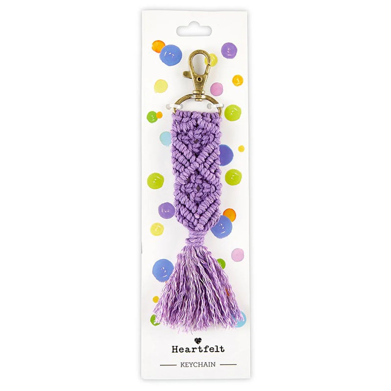 Hand Knotted Macrame Bag Charm Keychain in Purple - Image 6